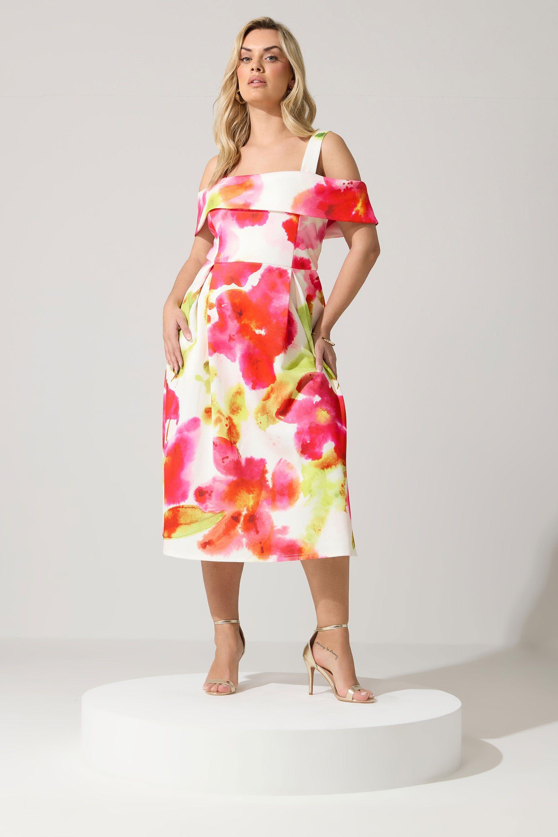 Cold Shoulder Floral Skater Dress by YOURS