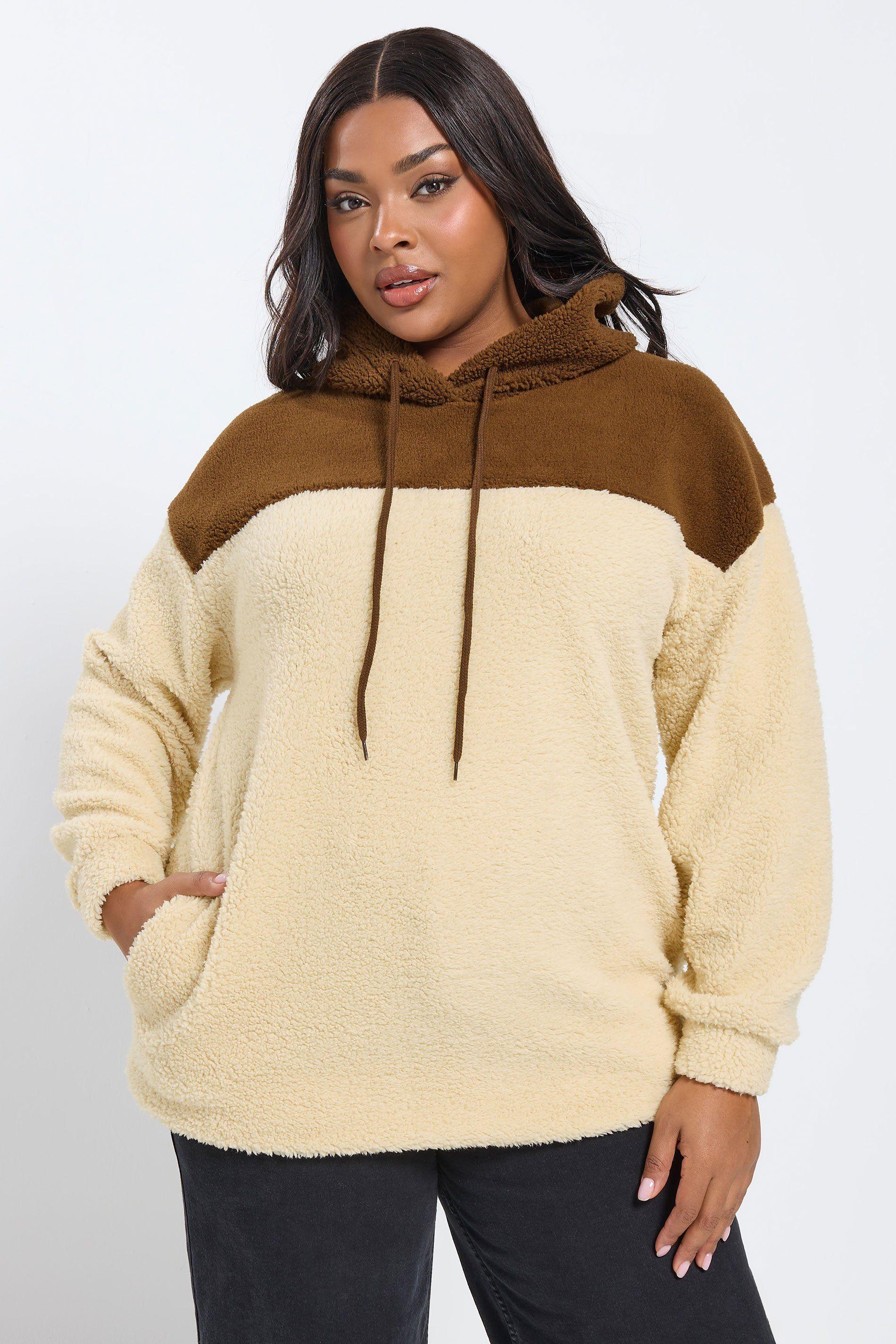 Colourblock Teddy Fleece Hoodie by YOURS