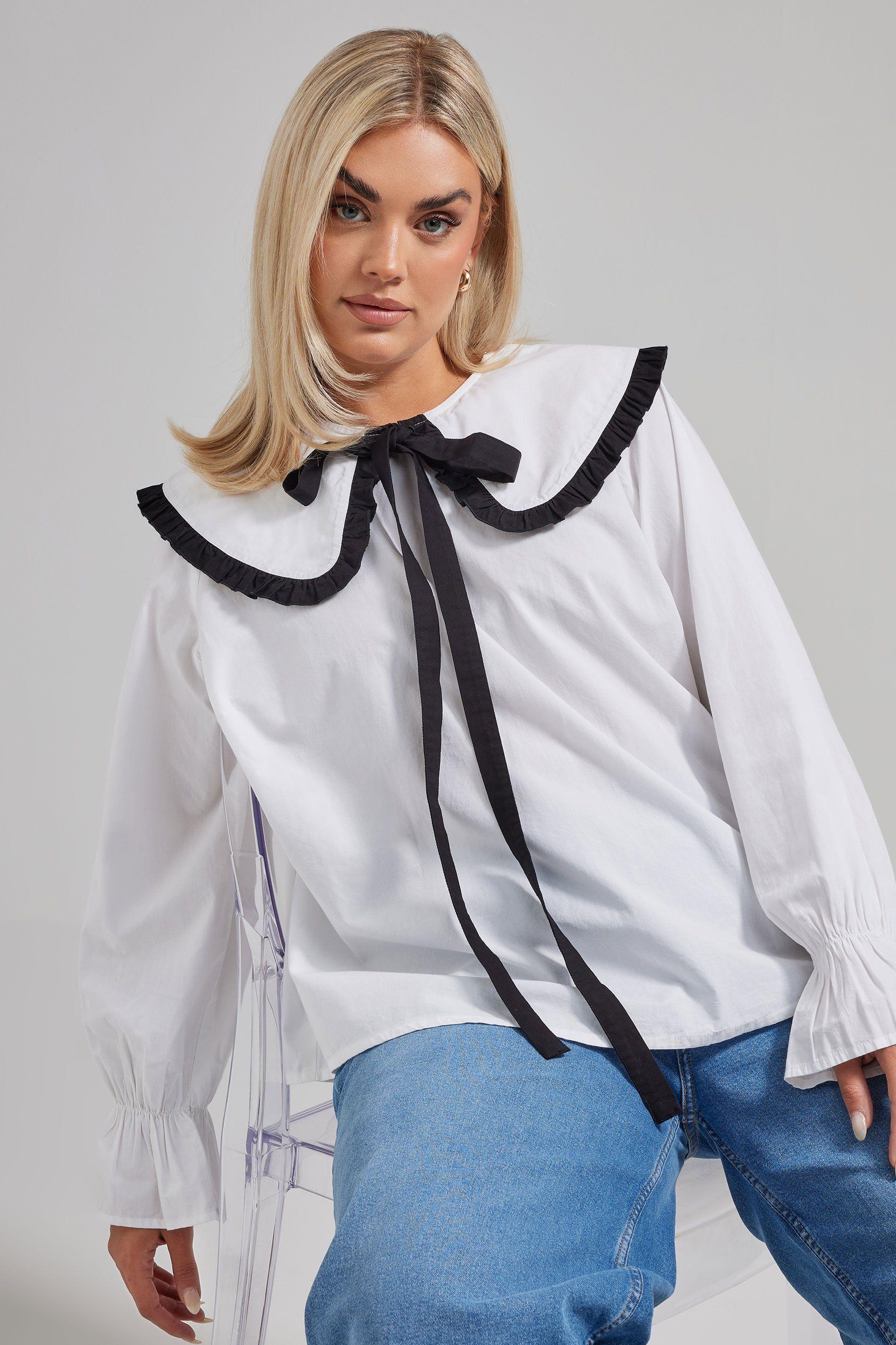 Contrast Collar Bow Detail Blouse by YOURS