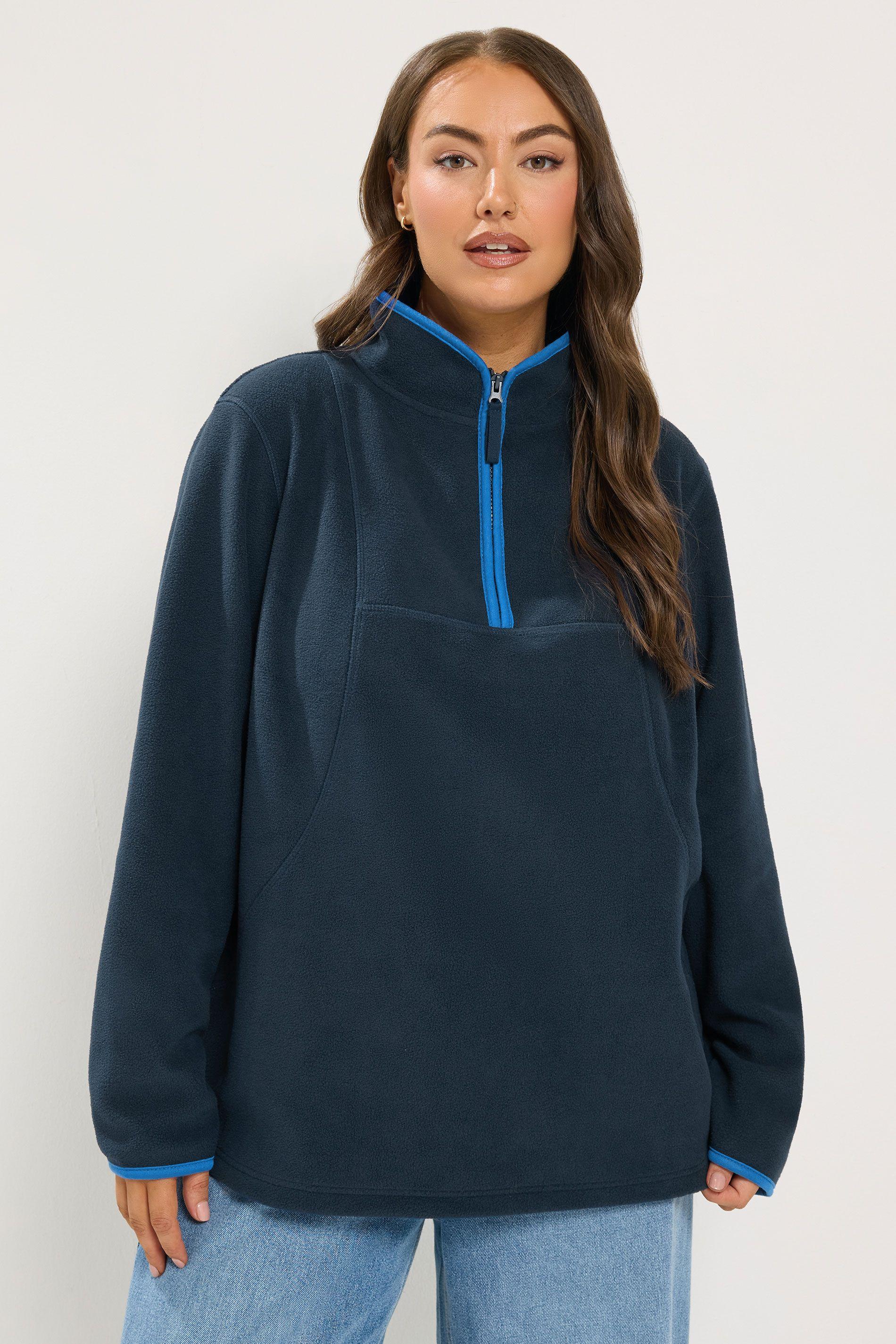 Contrast Quarter Zip Fleece by YOURS