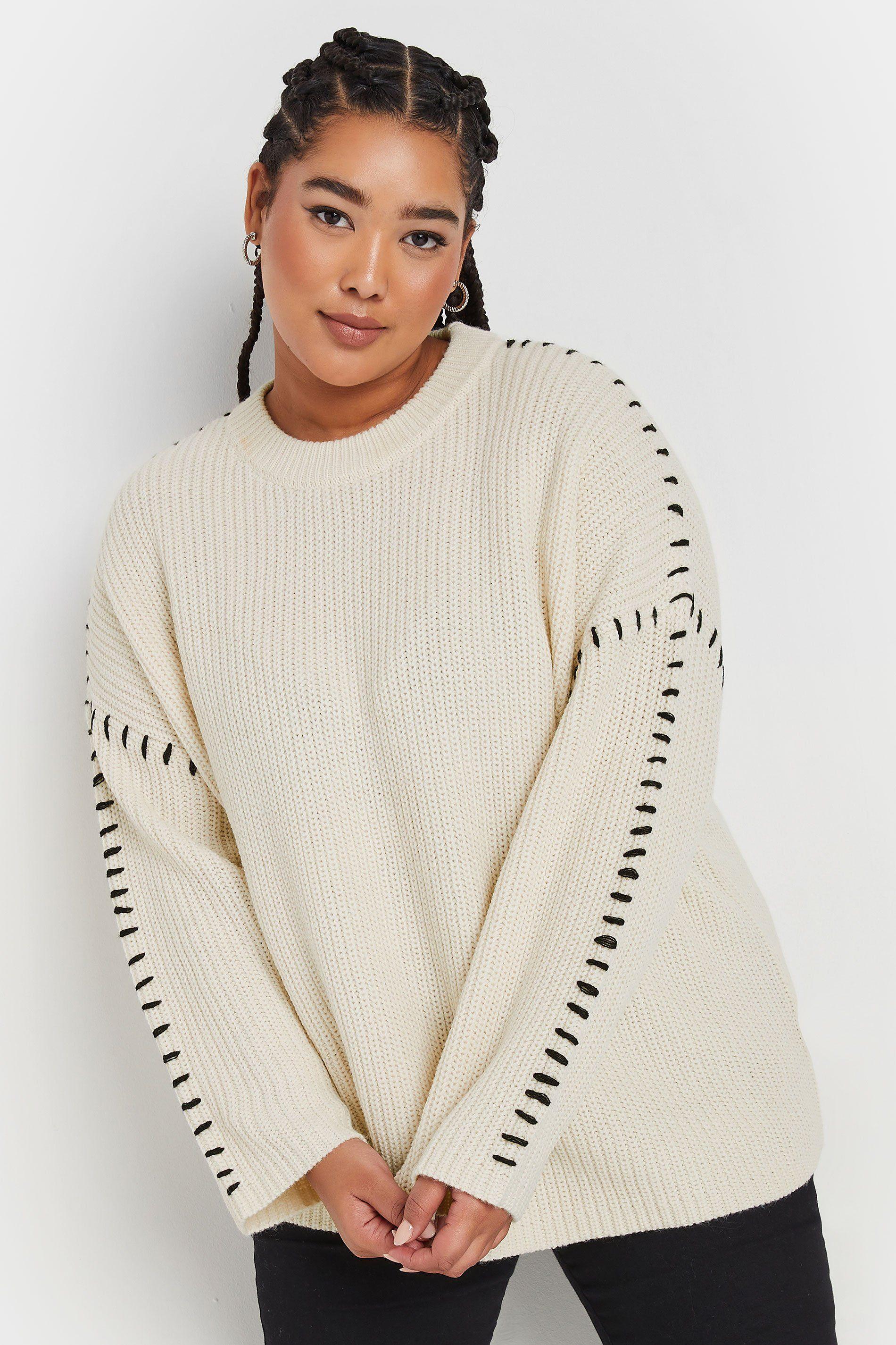 Contrast Stitch Knitted Jumper by YOURS