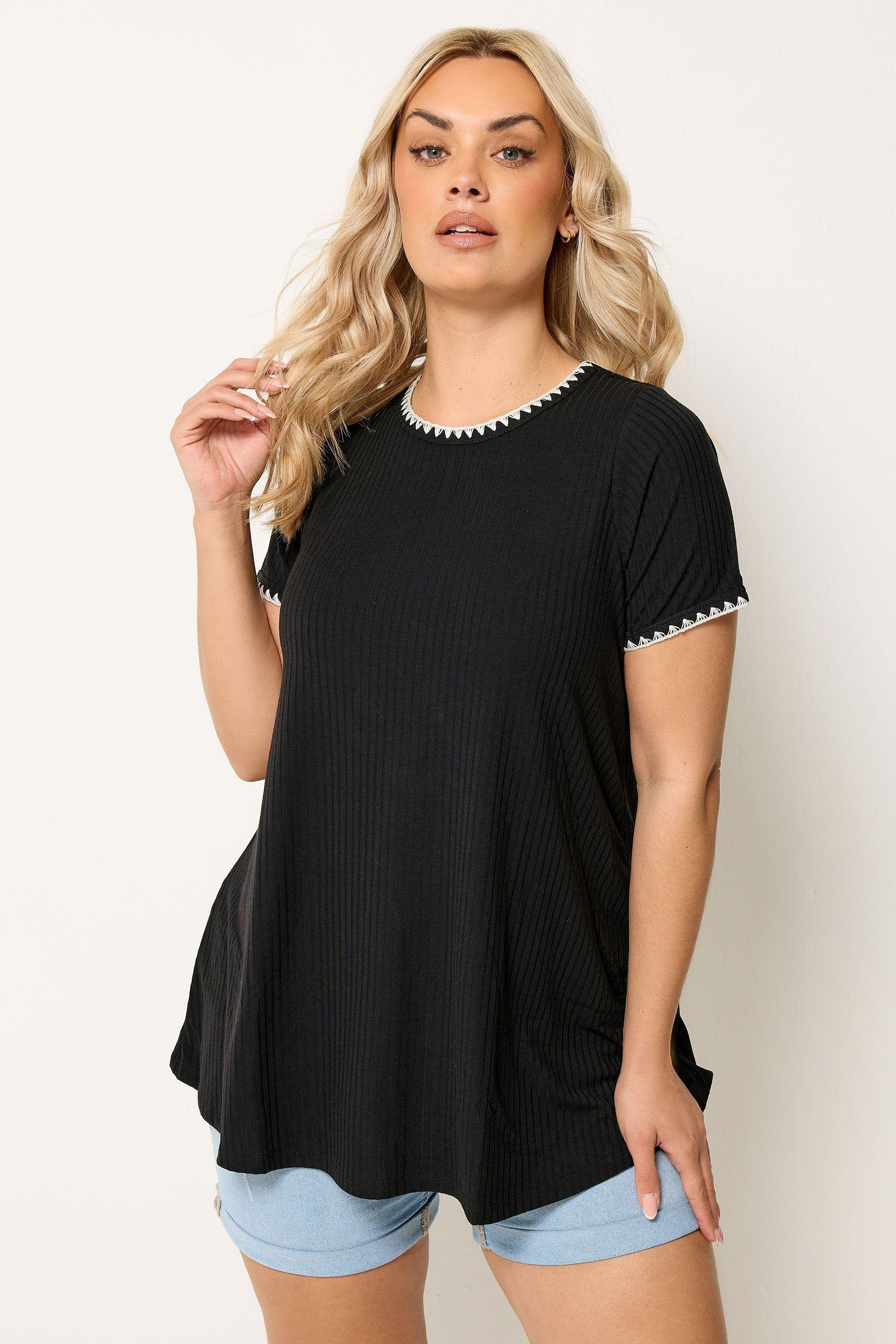 Contrast Stitch Swing T-Shirt by YOURS