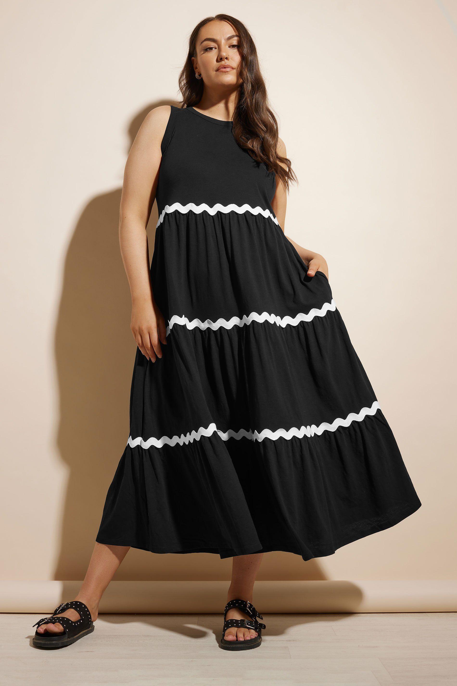Contrast Swirl Tiered Maxi Dress by YOURS