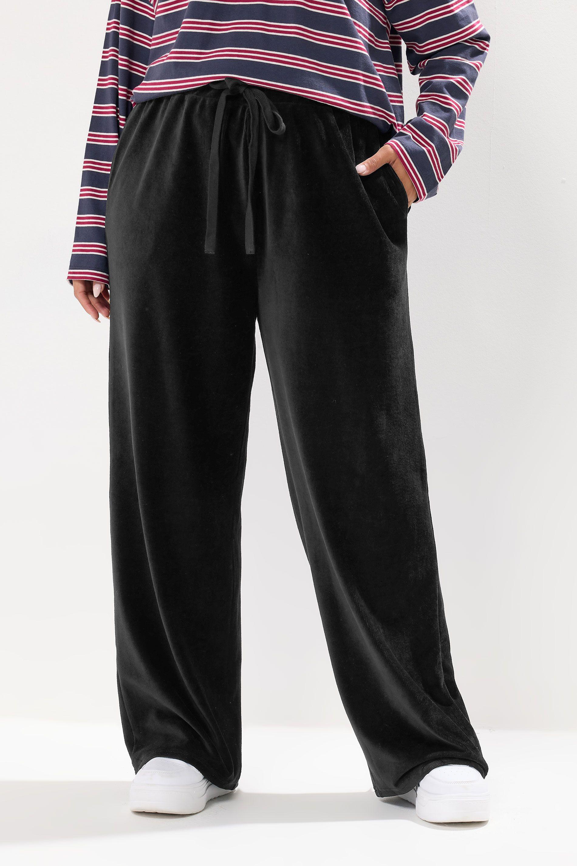 Cord Drawstring Wide Leg Trousers by YOURS