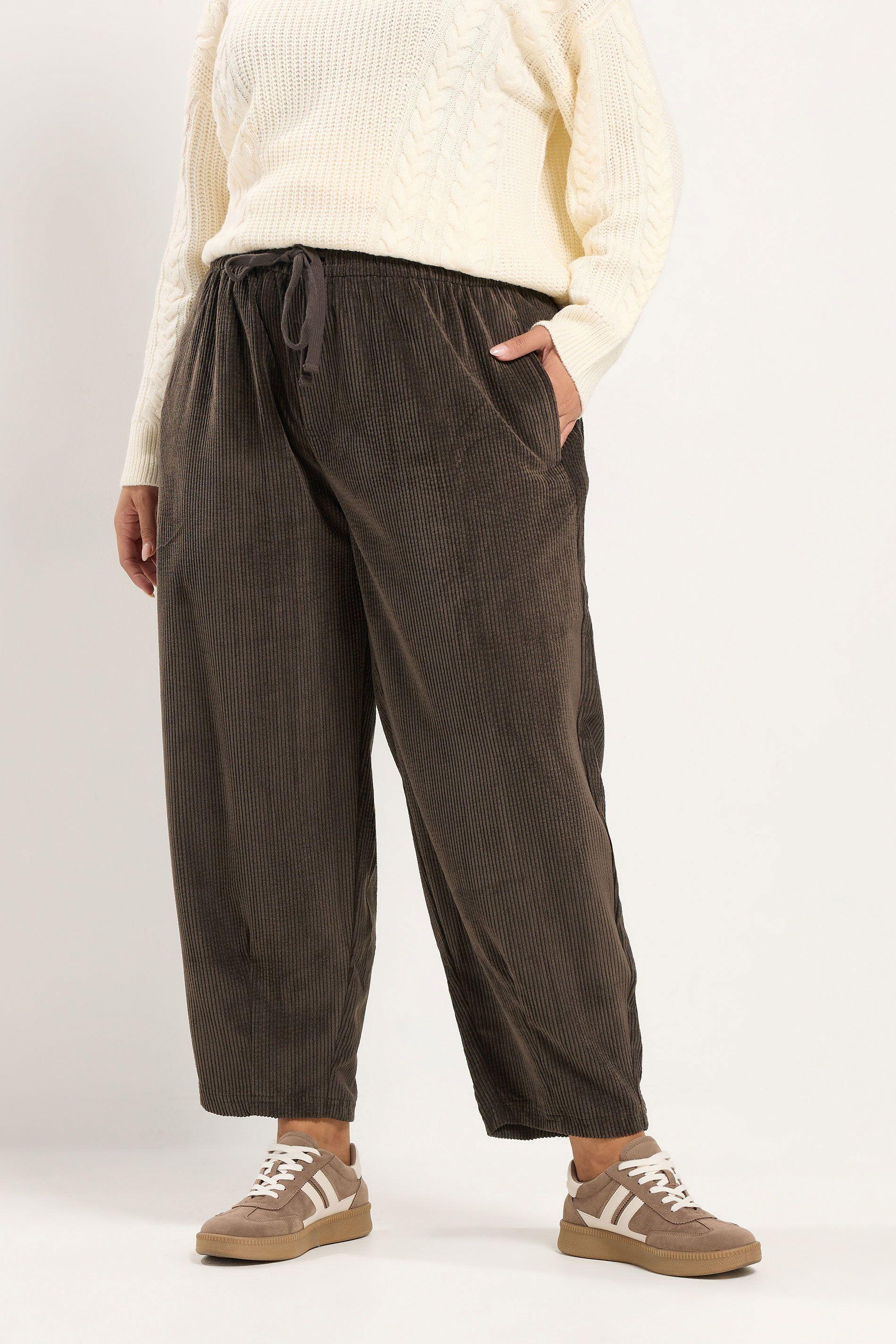 Corduroy Barrel Leg Trousers by YOURS