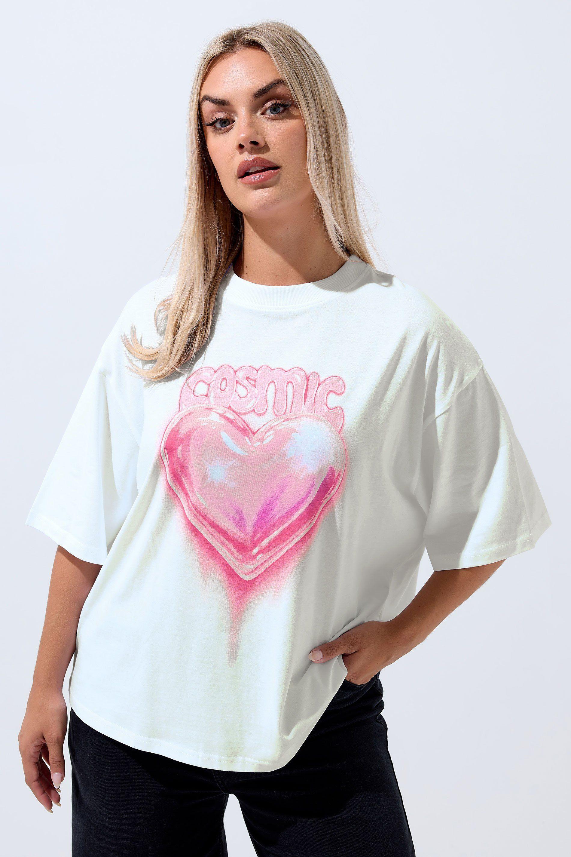 'Cosmic' Heart Graphic T-Shirt by YOURS