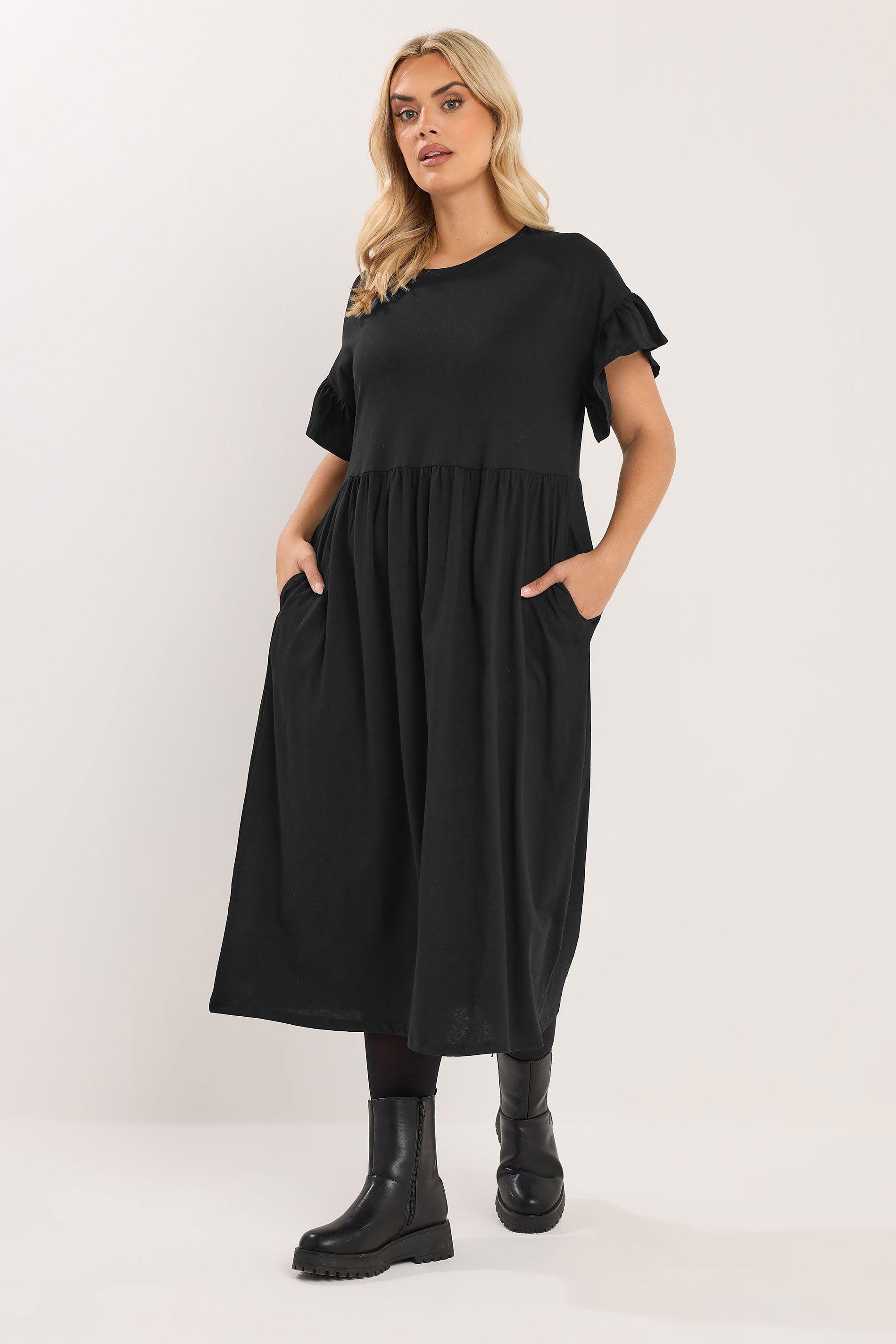 Cotton Frill Sleeve Midaxi Dress by YOURS