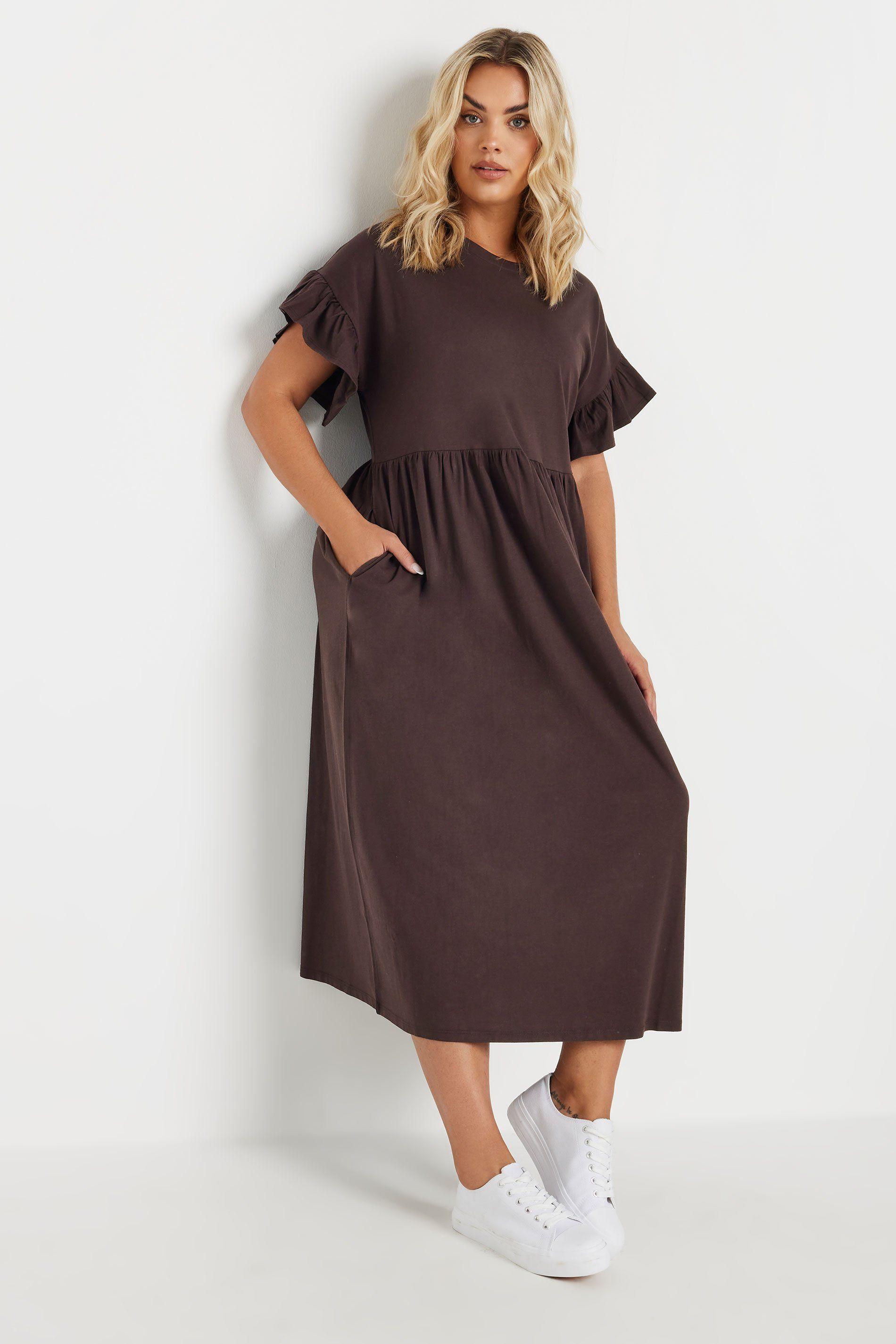 Cotton Frill Sleeve Midaxi Dress by YOURS