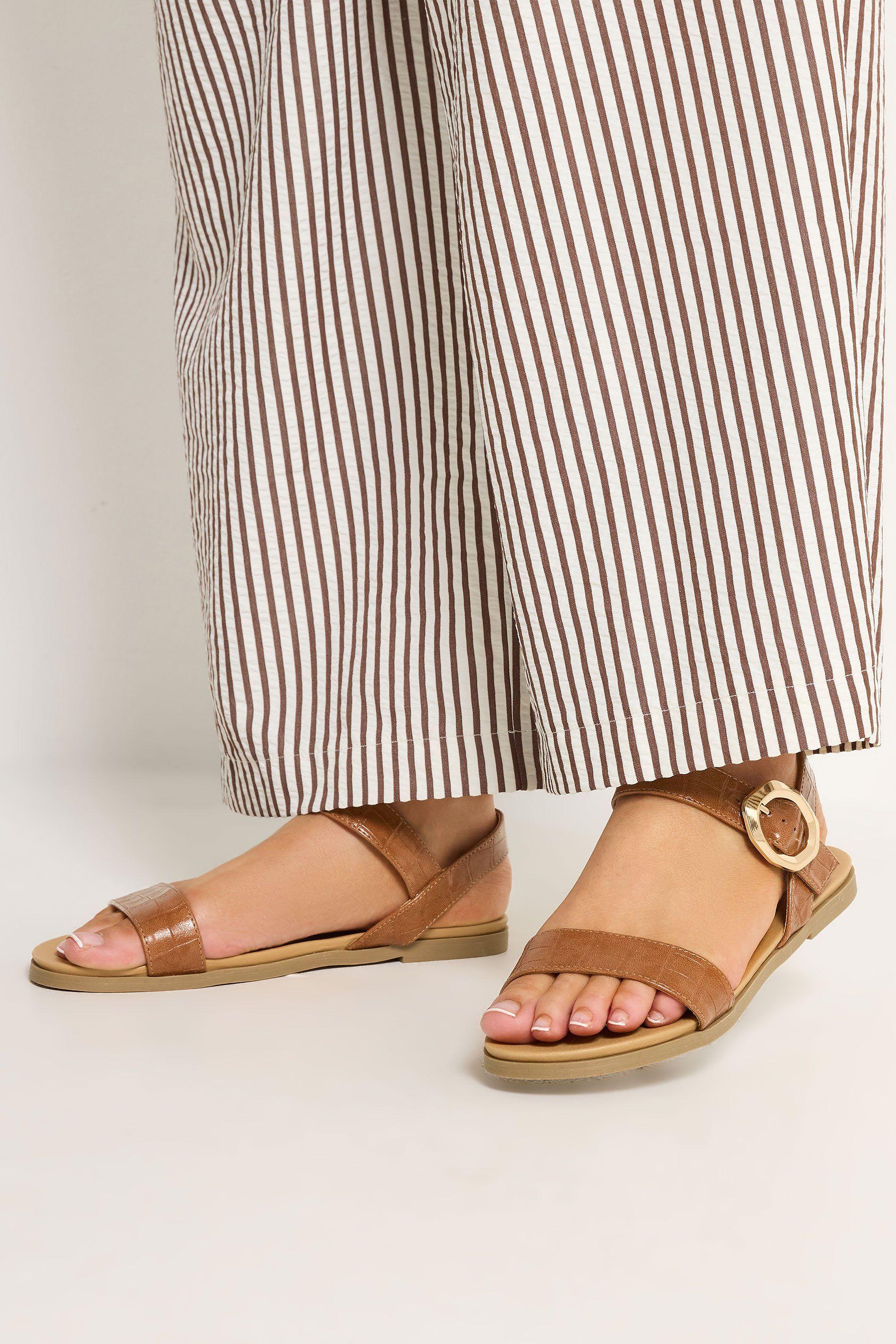 Croc Buckle Detail Sandals In Wide E Fit by YOURS