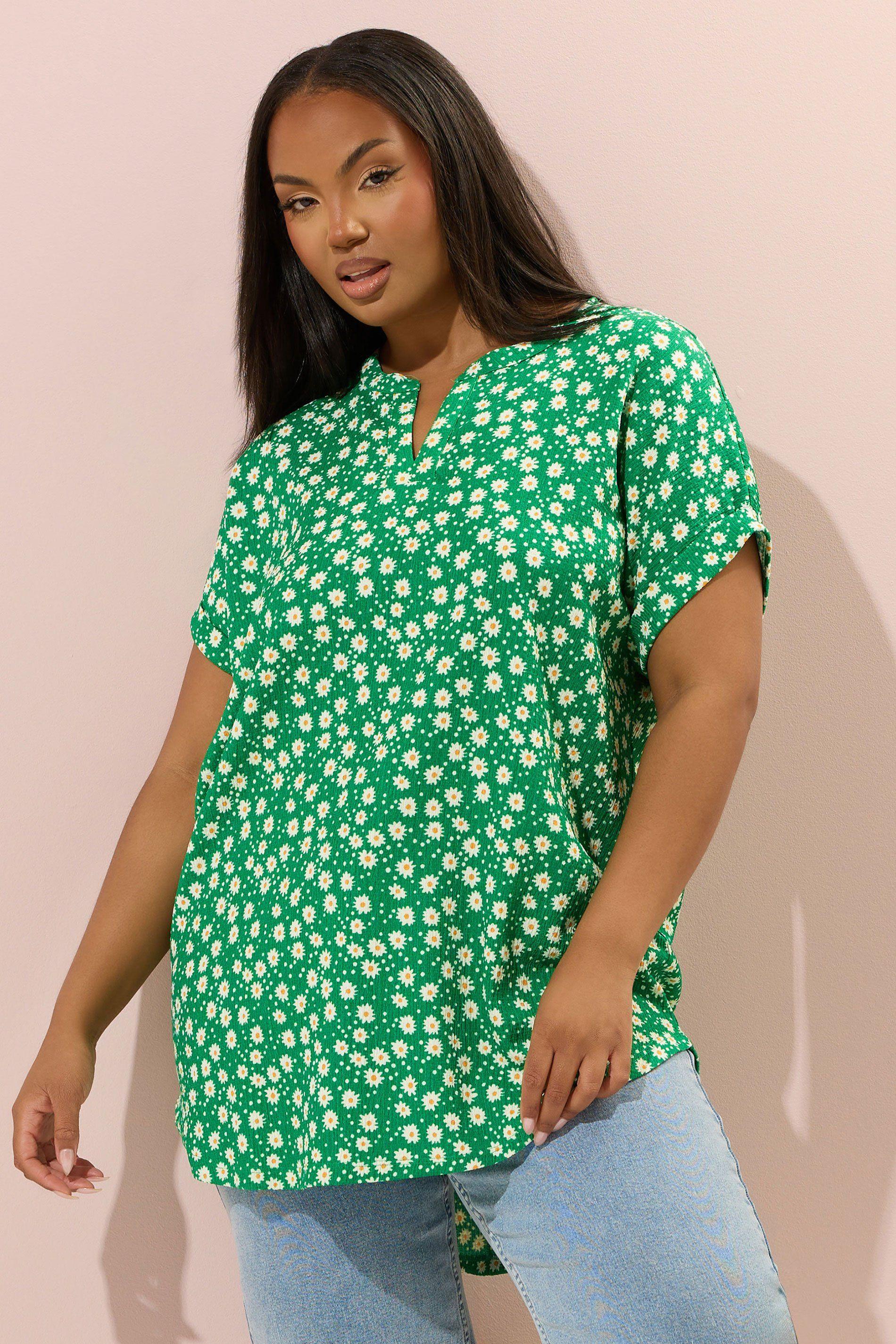 Daisy Print Notch Neck Top by YOURS