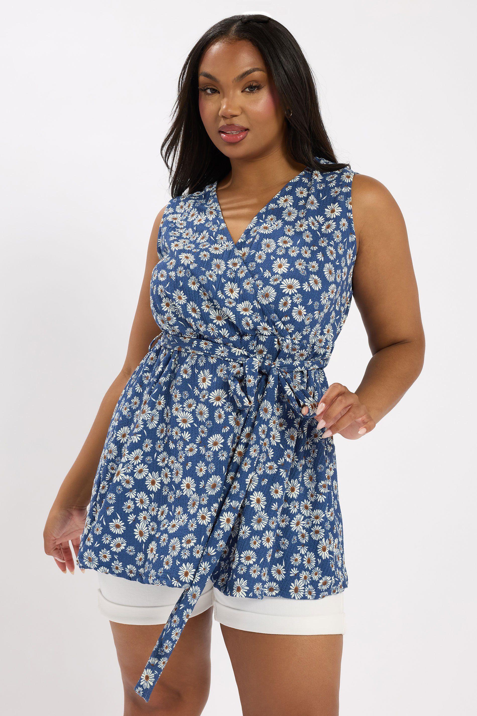 Daisy Print Sleeveless Wrap Top by YOURS