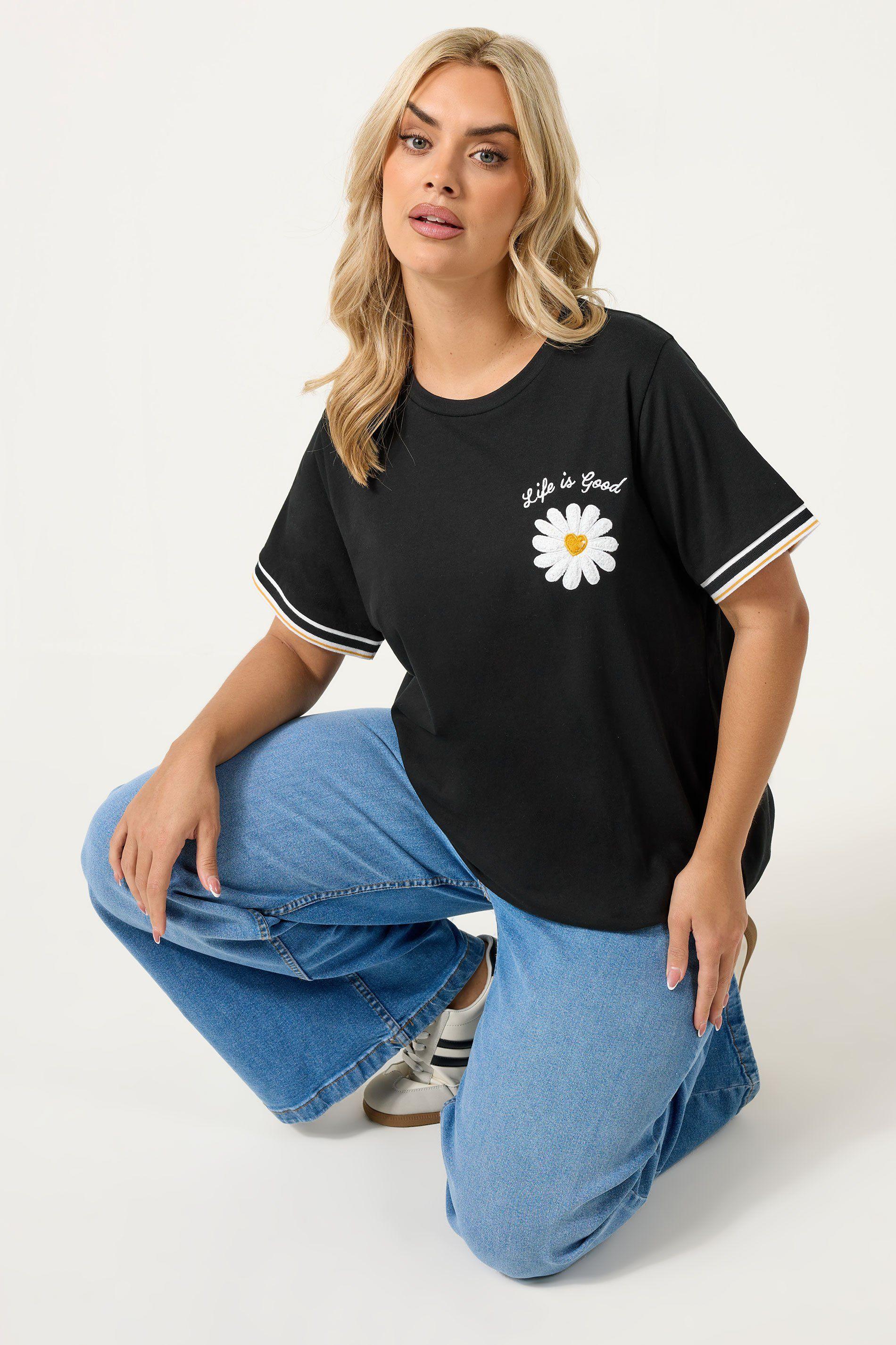Daisy Varsity Trim T-Shirt by YOURS