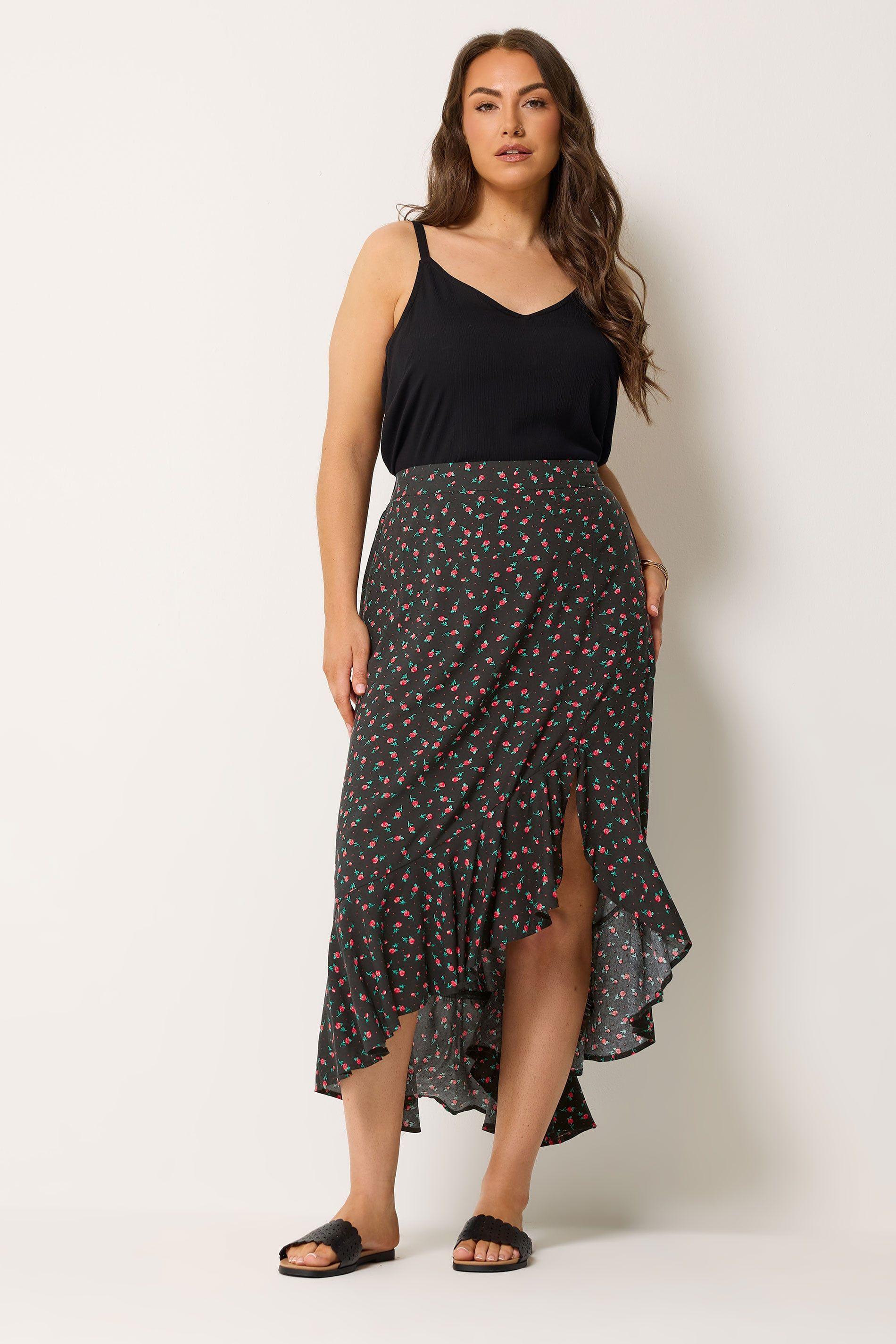 Ditsy Floral Ruffle Maxi Skirt by YOURS