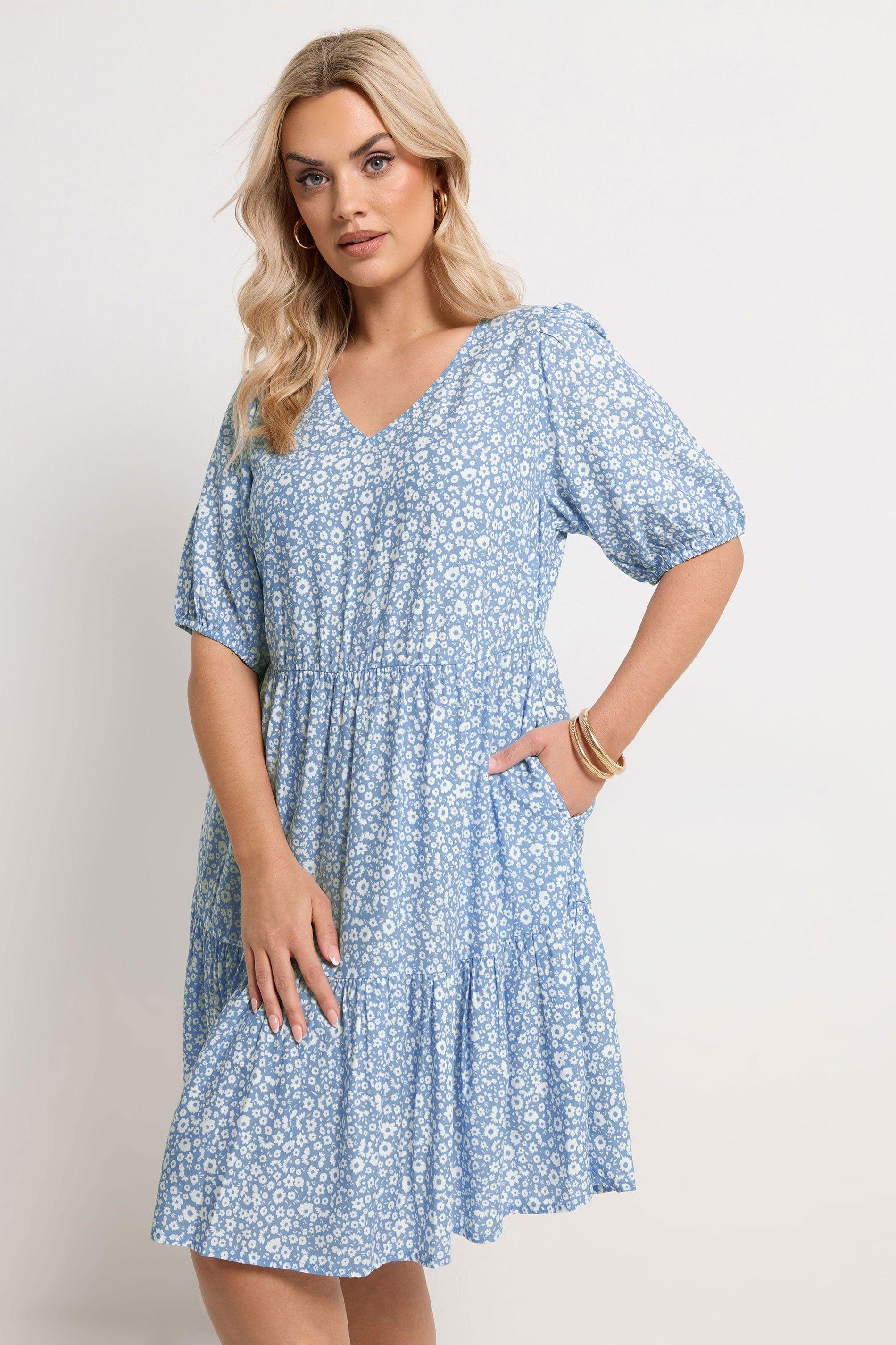 Ditsy Tiered Mini Smock Dress by YOURS