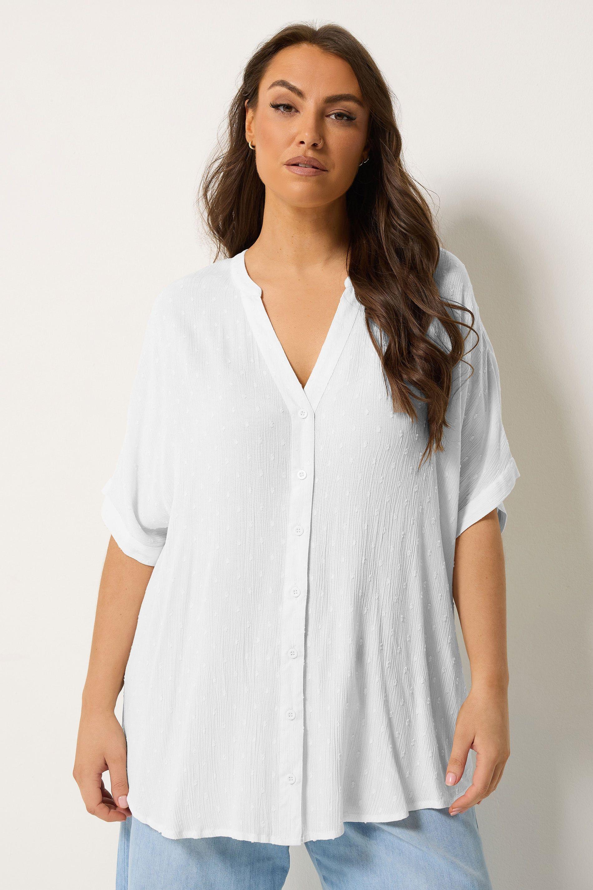 Dobby Notch Neck Blouse by YOURS