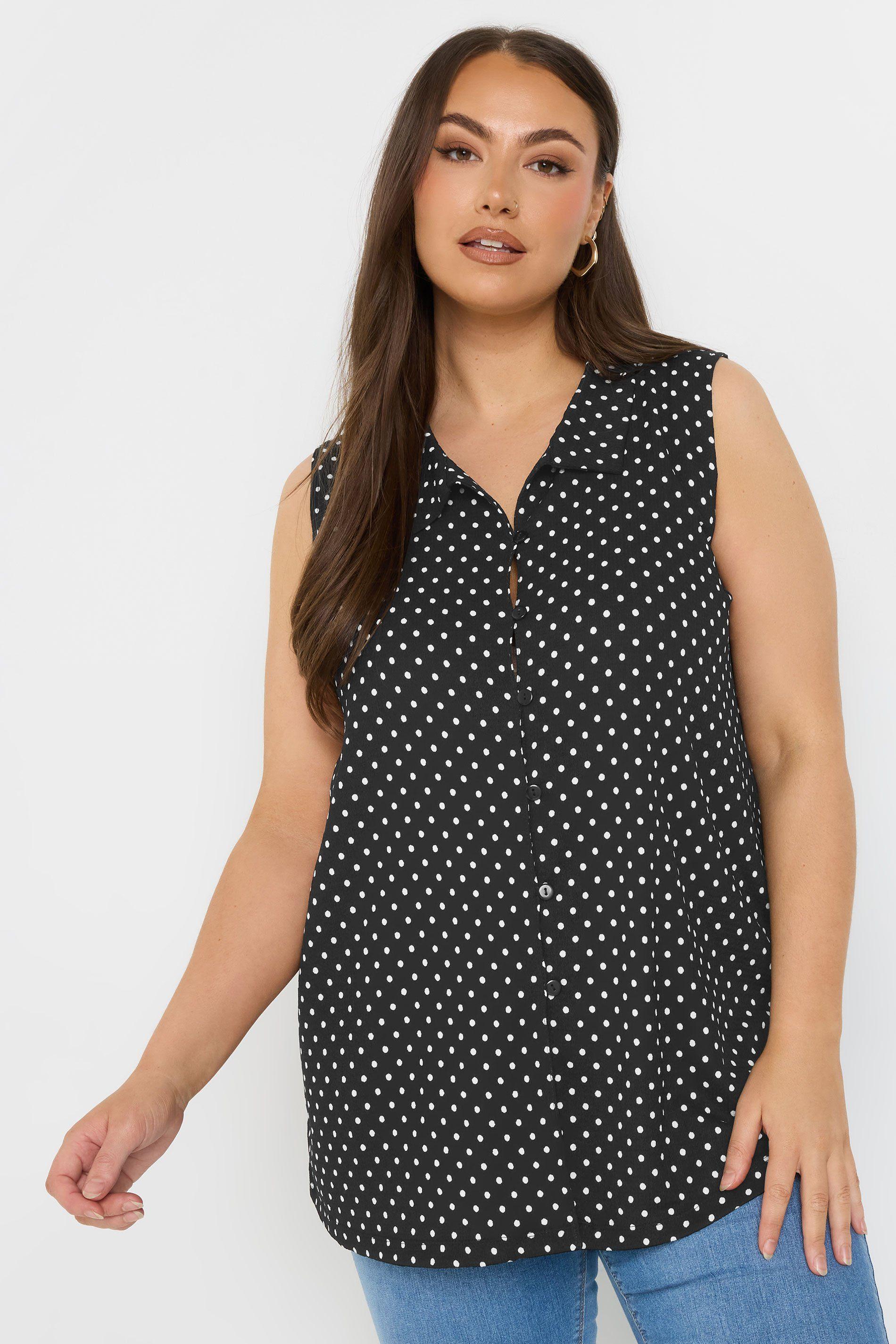 Dot Print Sleeveless Shirt by YOURS