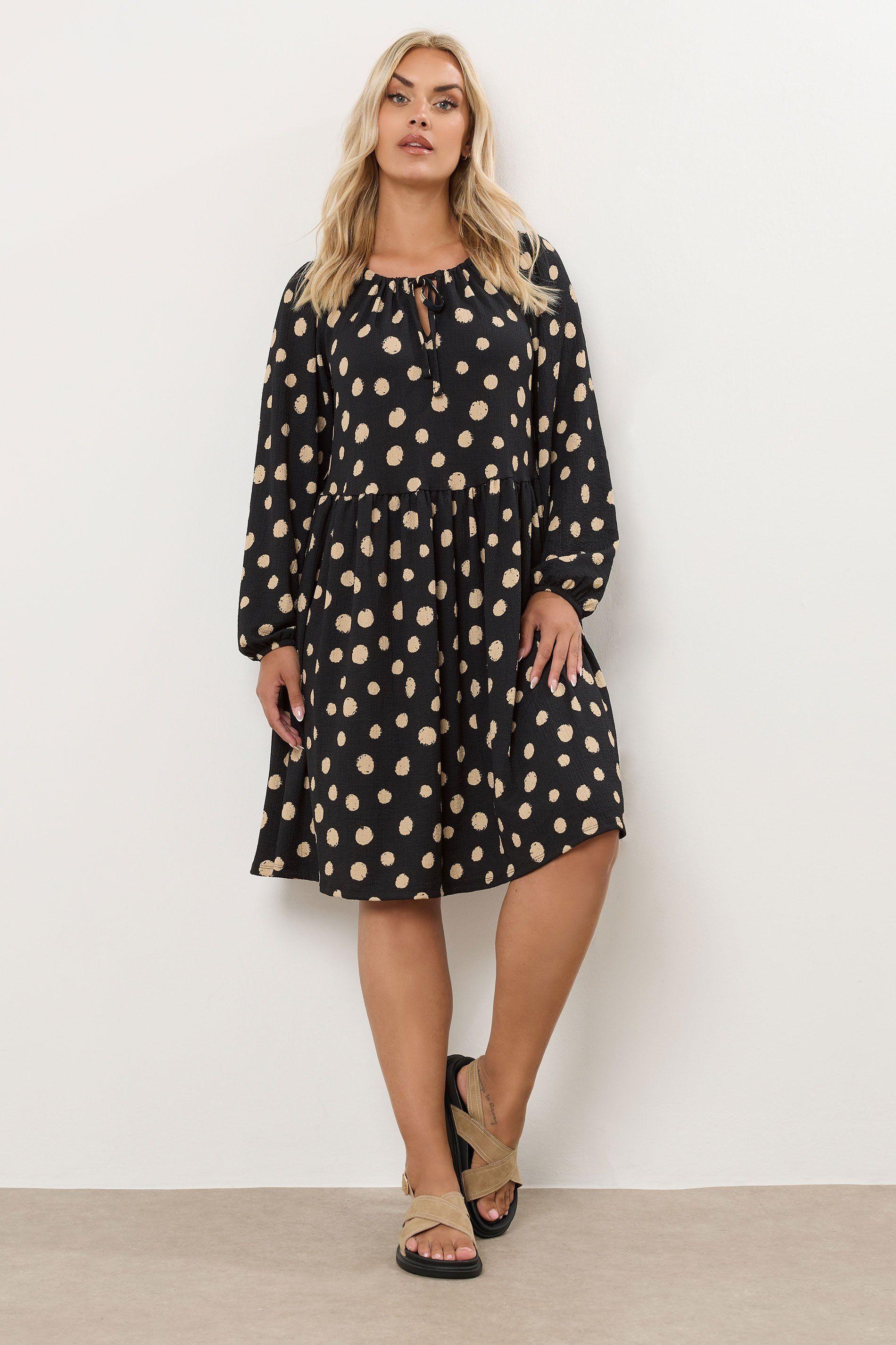 Dot Print Tie Neck Dress by YOURS