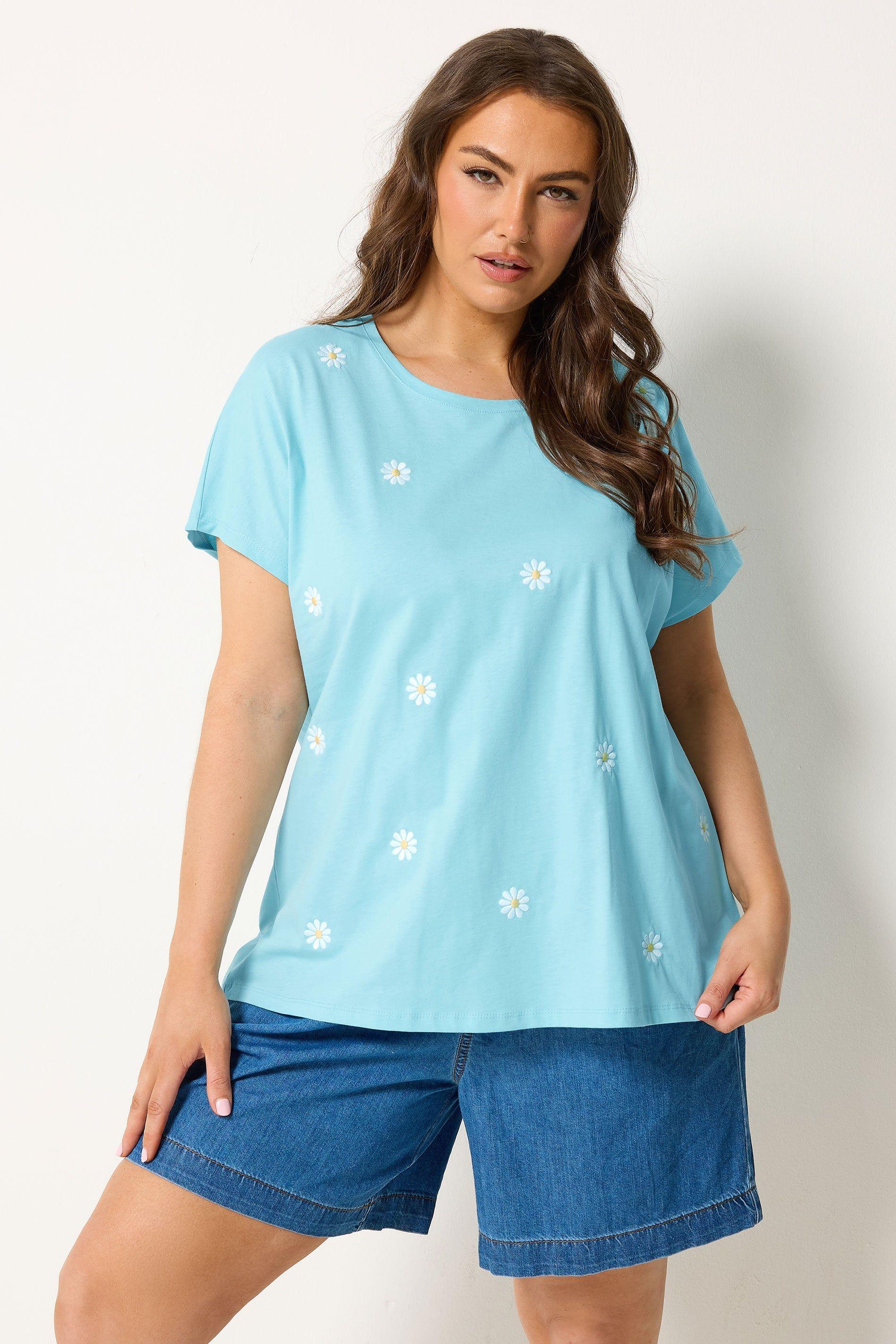 Embroidered Daisy T-Shirt by YOURS