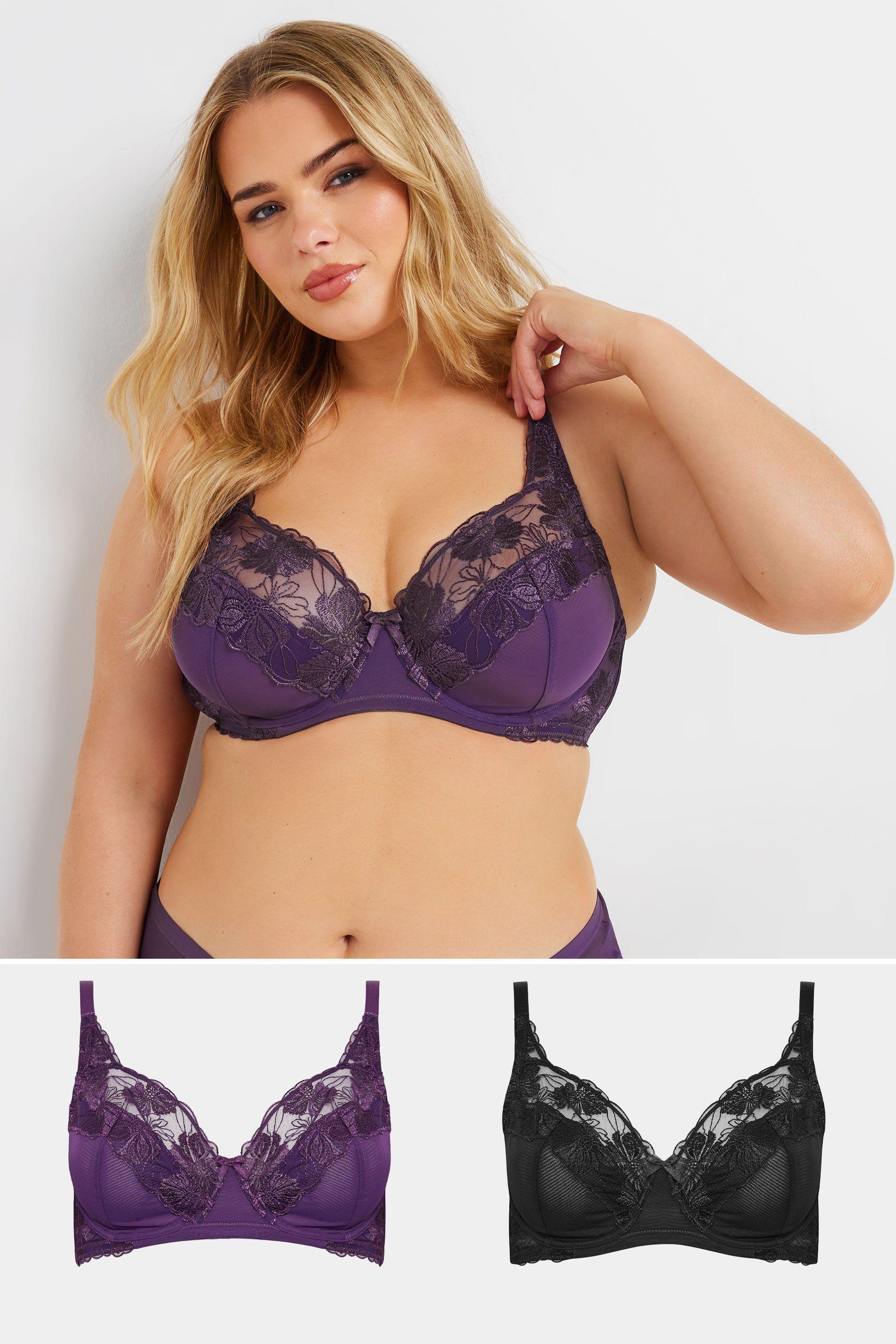 Embroidered Floral Underwired Bra by YOURS