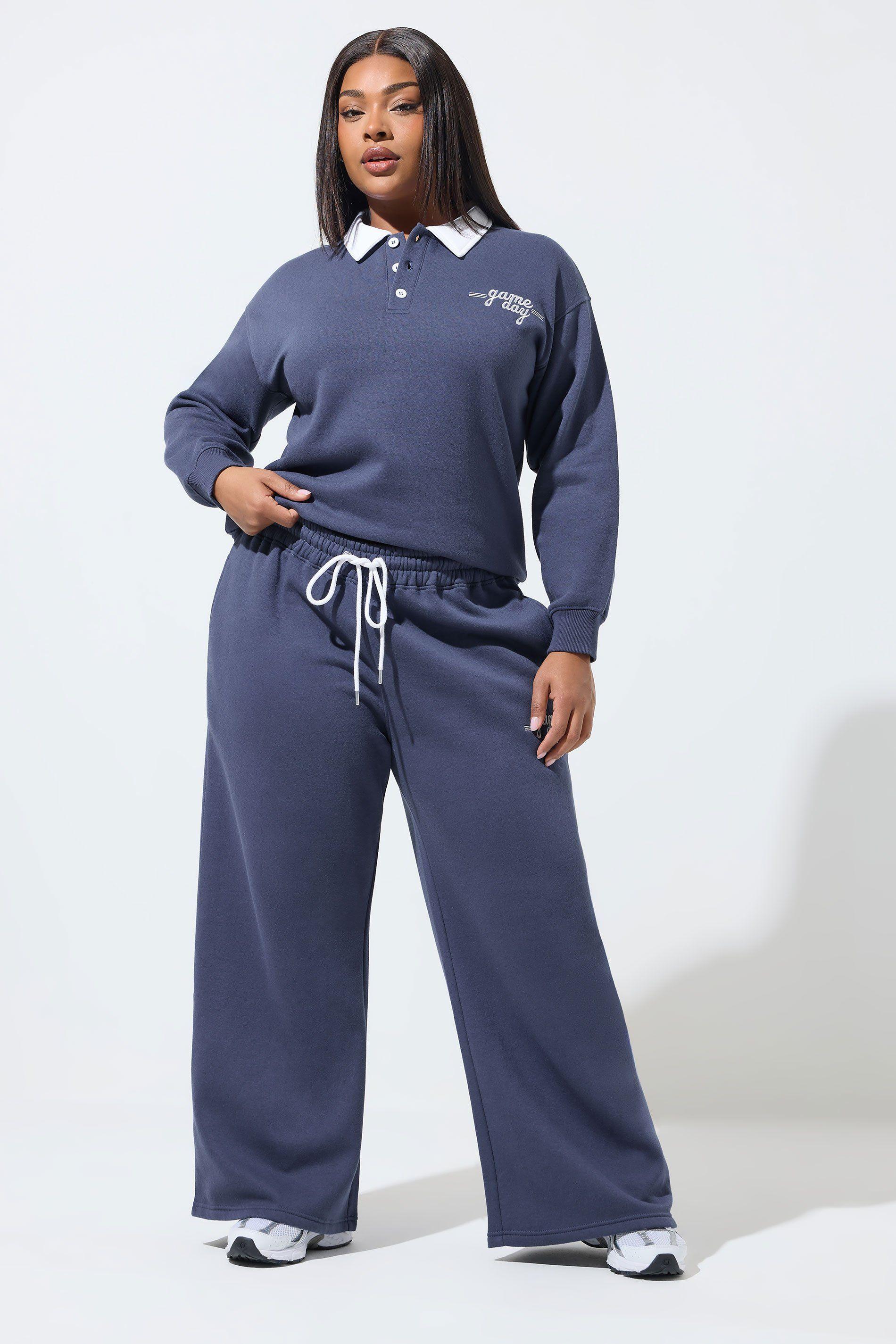 Embroidered Wide Leg Joggers by YOURS