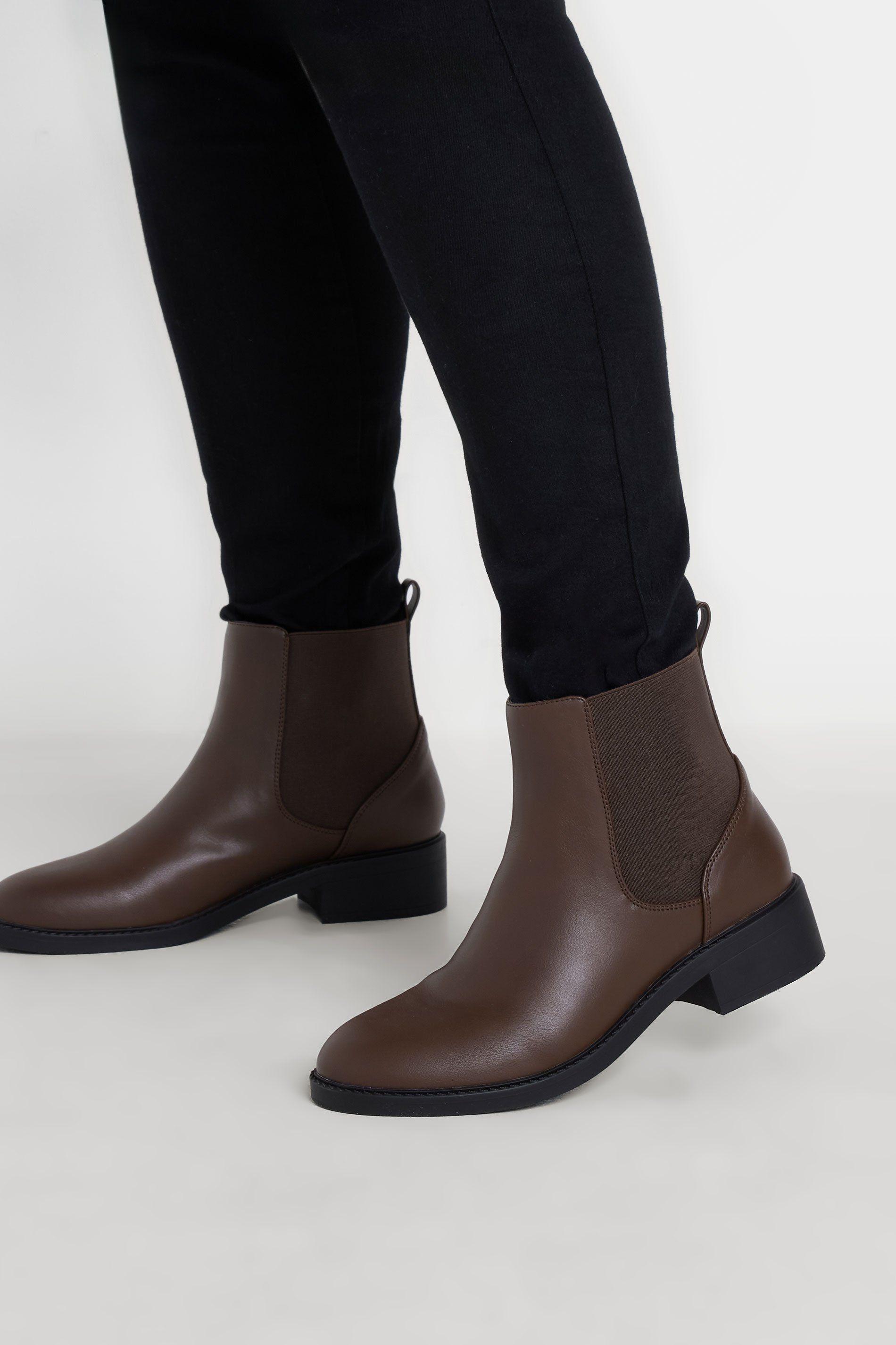 Extra Wide Fit Faux Leather Elasticated Chelsea Boots by YOURS