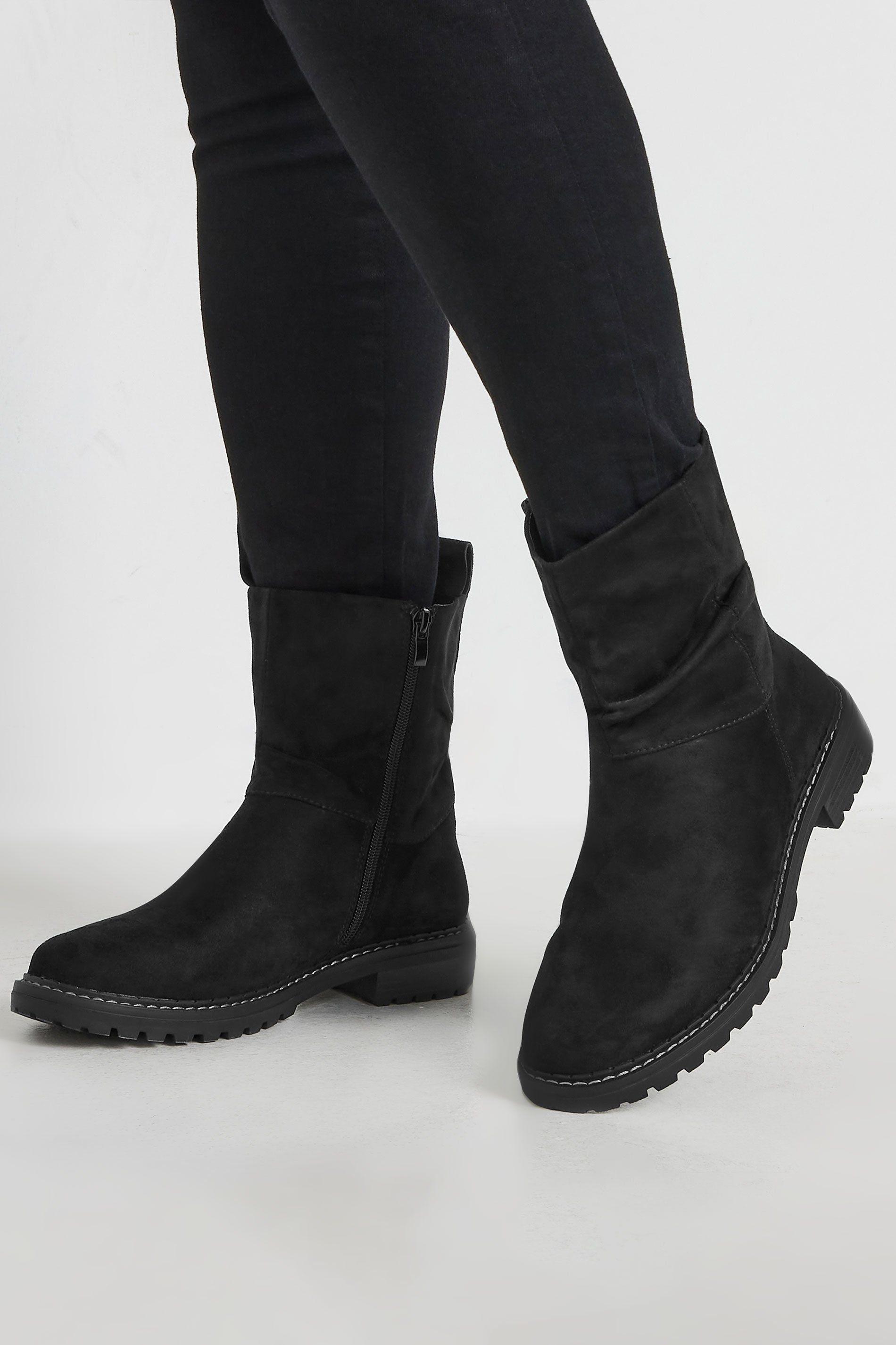 Extra Wide Fit Faux Suede Slouch Boots by YOURS