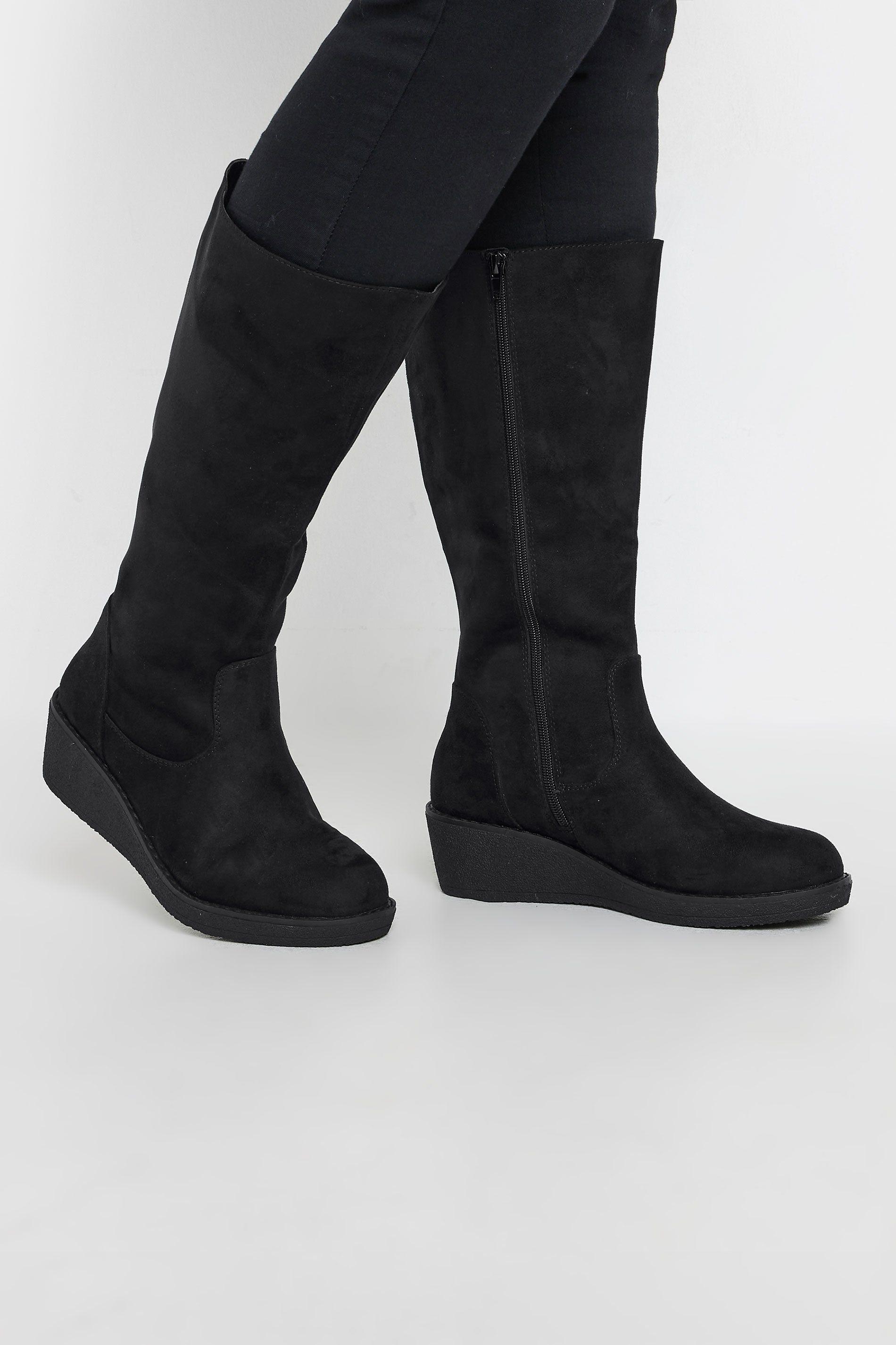 Extra Wide Fit Faux Suede Wedge Boots by YOURS
