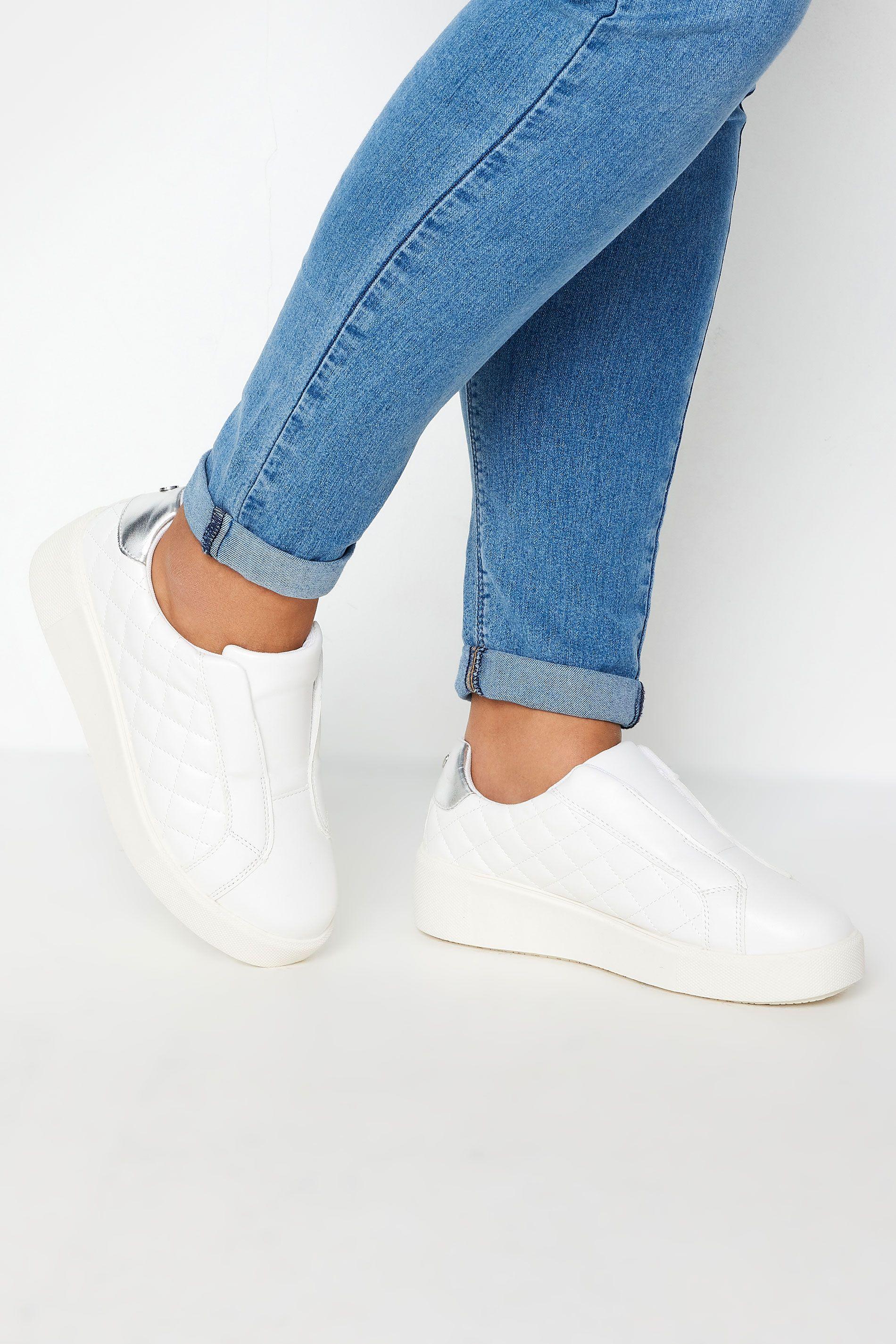 Extra Wide Fit Quilted Platform Trainers by YOURS