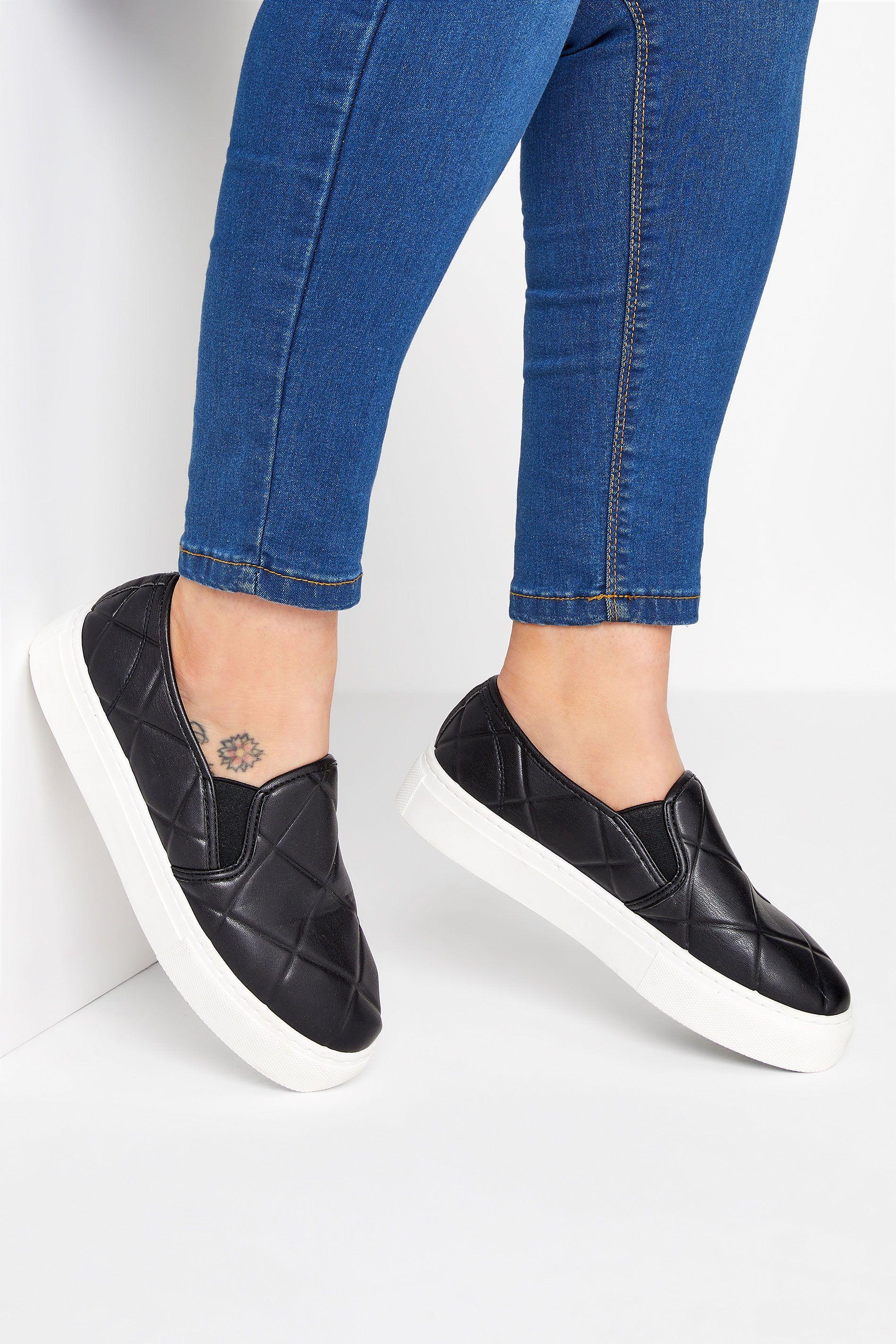Extra Wide Fit Quilted Slip-On Trainers by YOURS