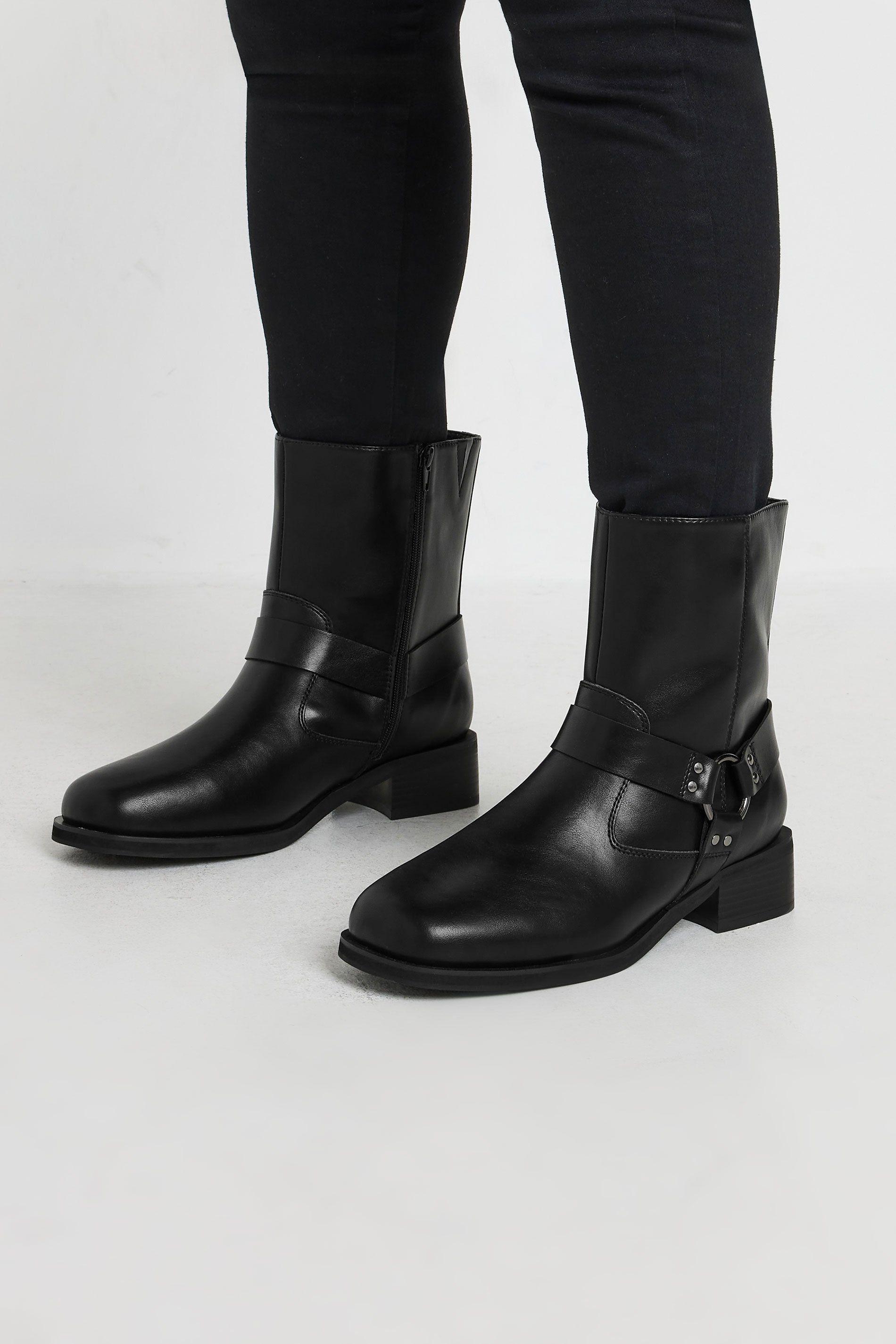 Extra Wide Fit Square Toe Biker Boots by YOURS
