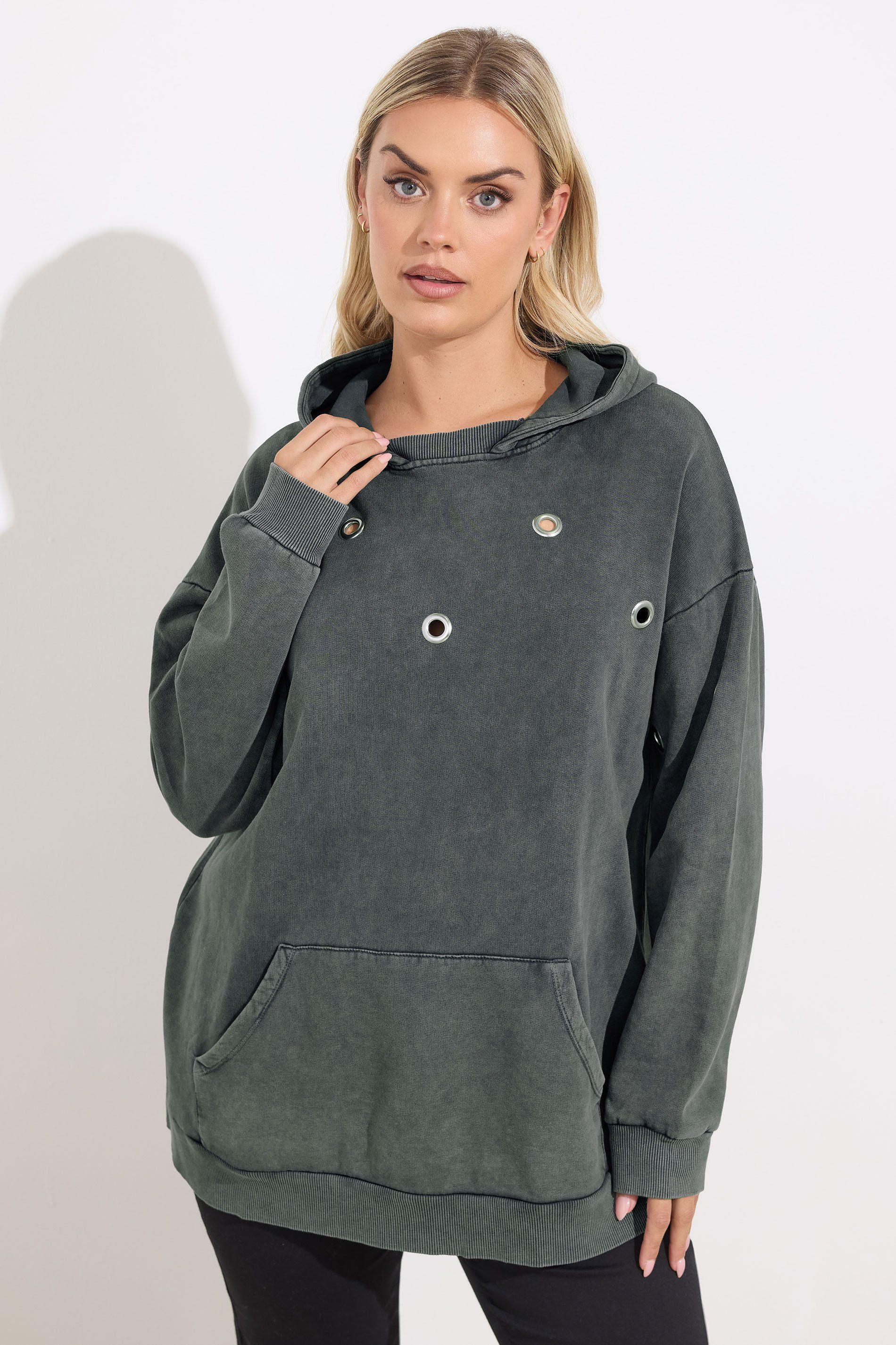 Eyelet Detail Hoodie by YOURS