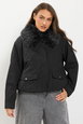 Faux Fur Trim Bomber Jacket by YOURS