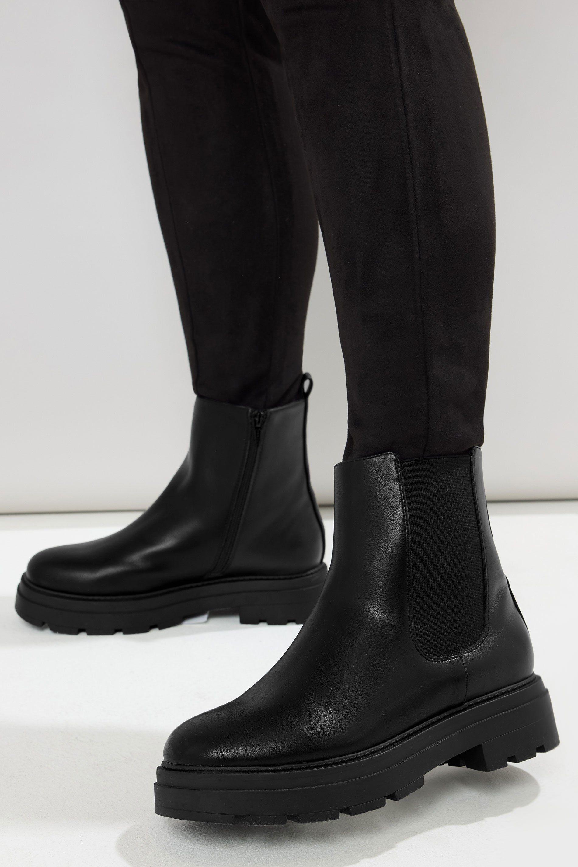 Faux Leather Chunky Chelsea Boots by YOURS
