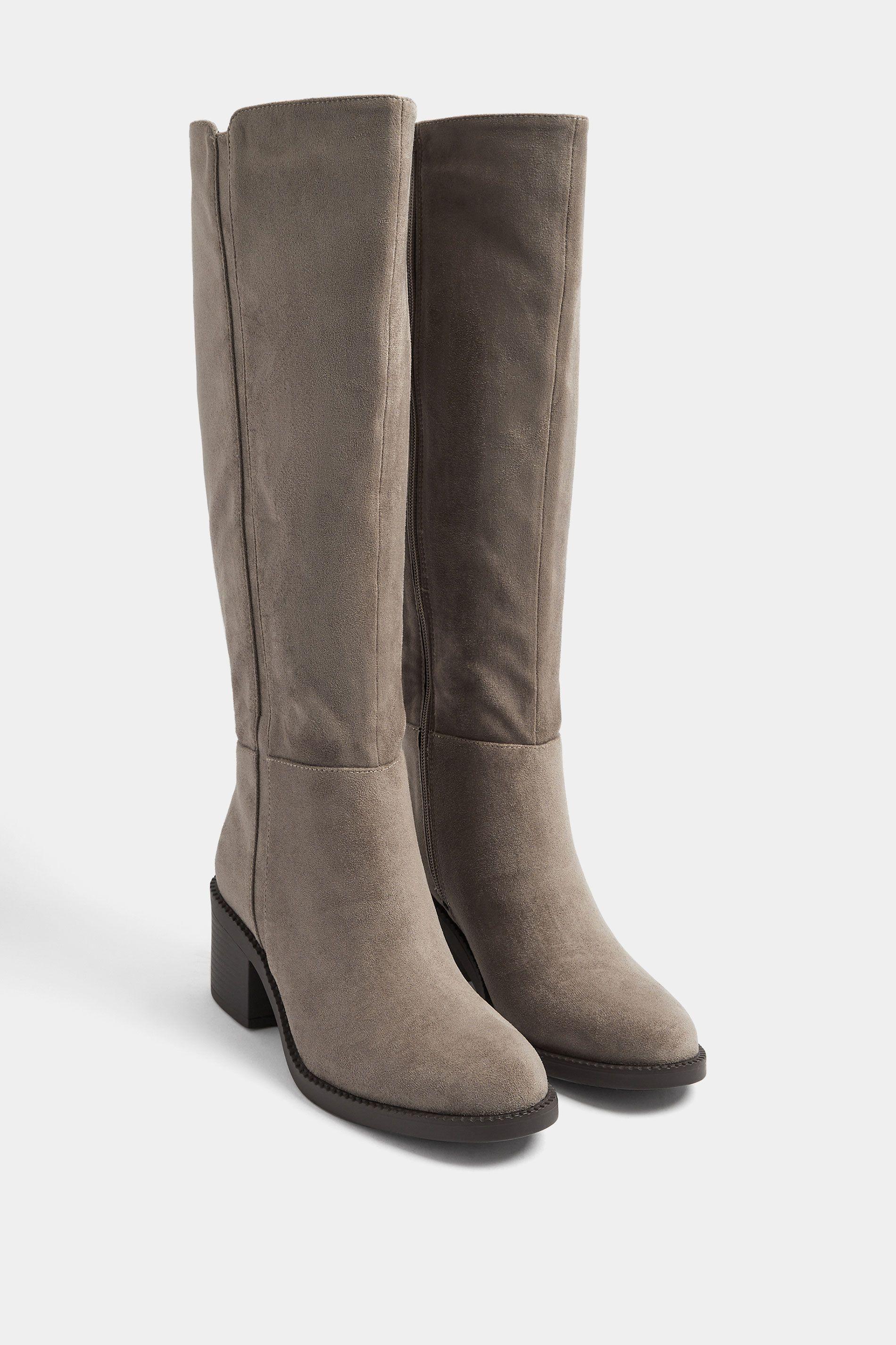 Faux Leather Knee High Boots In Extra Wide EEE Fit by YOURS