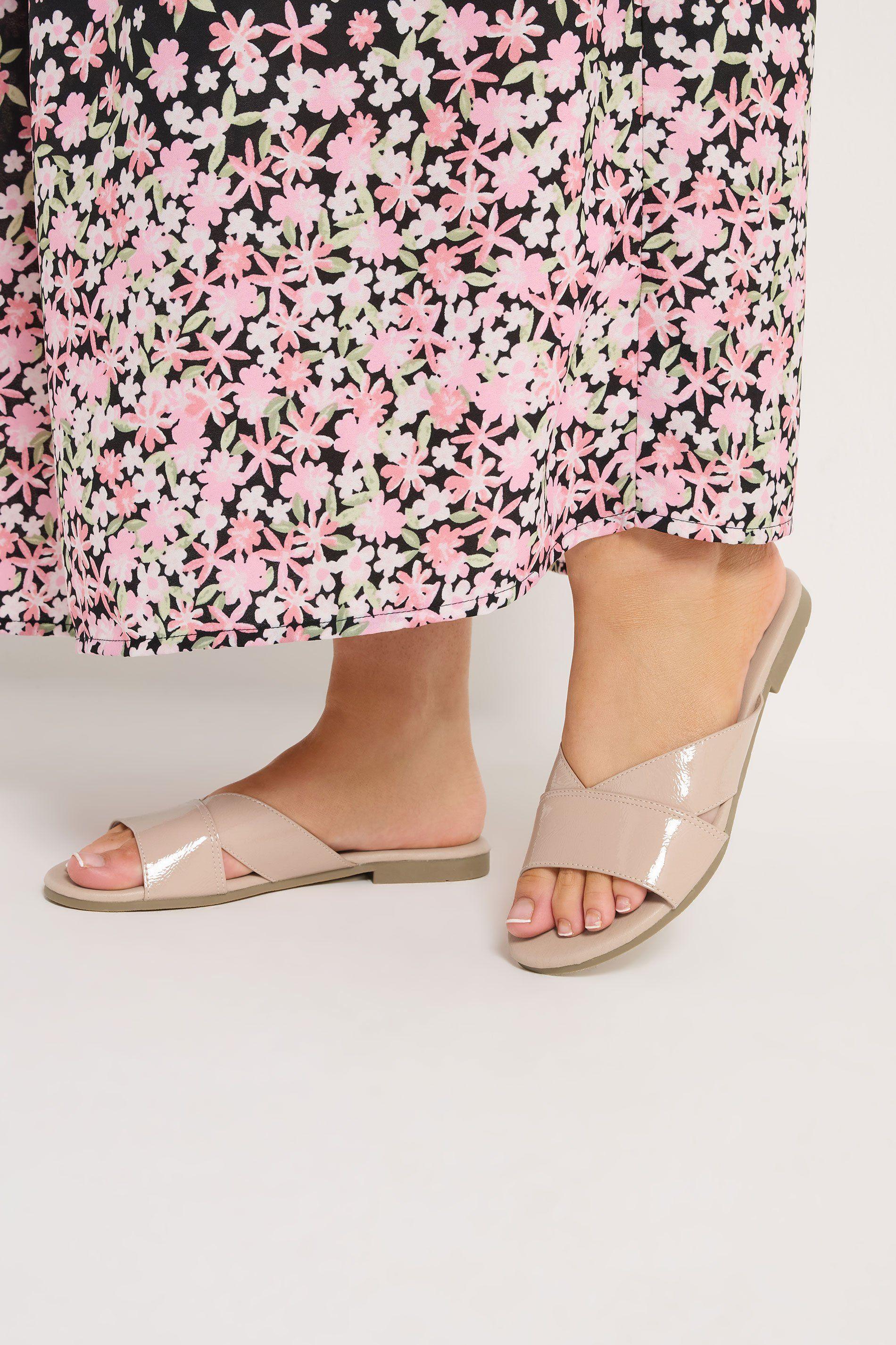 Faux Leather Mule Sandals In Wide E Fit by YOURS