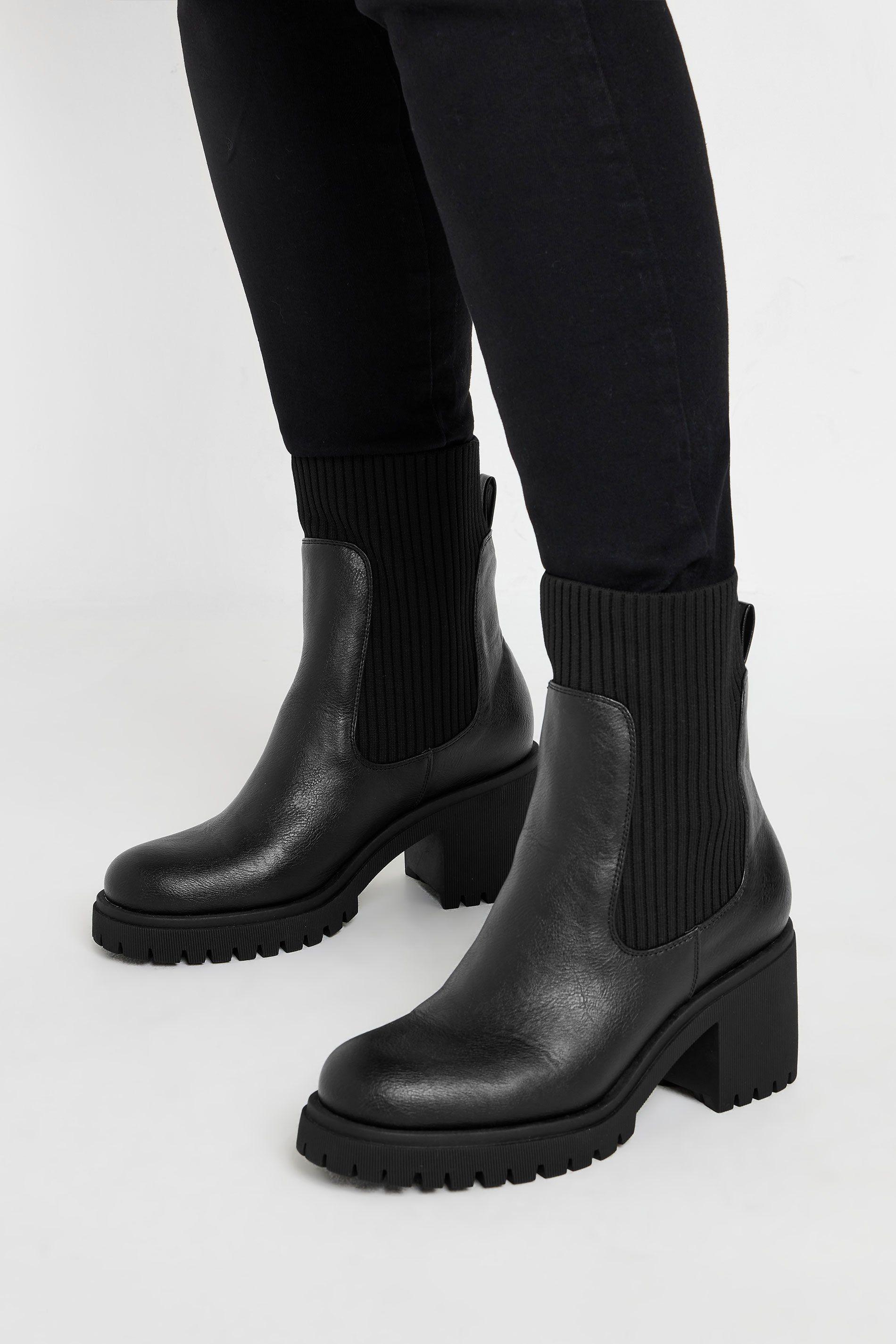 Faux Leather Sock Chelsea Boots by YOURS