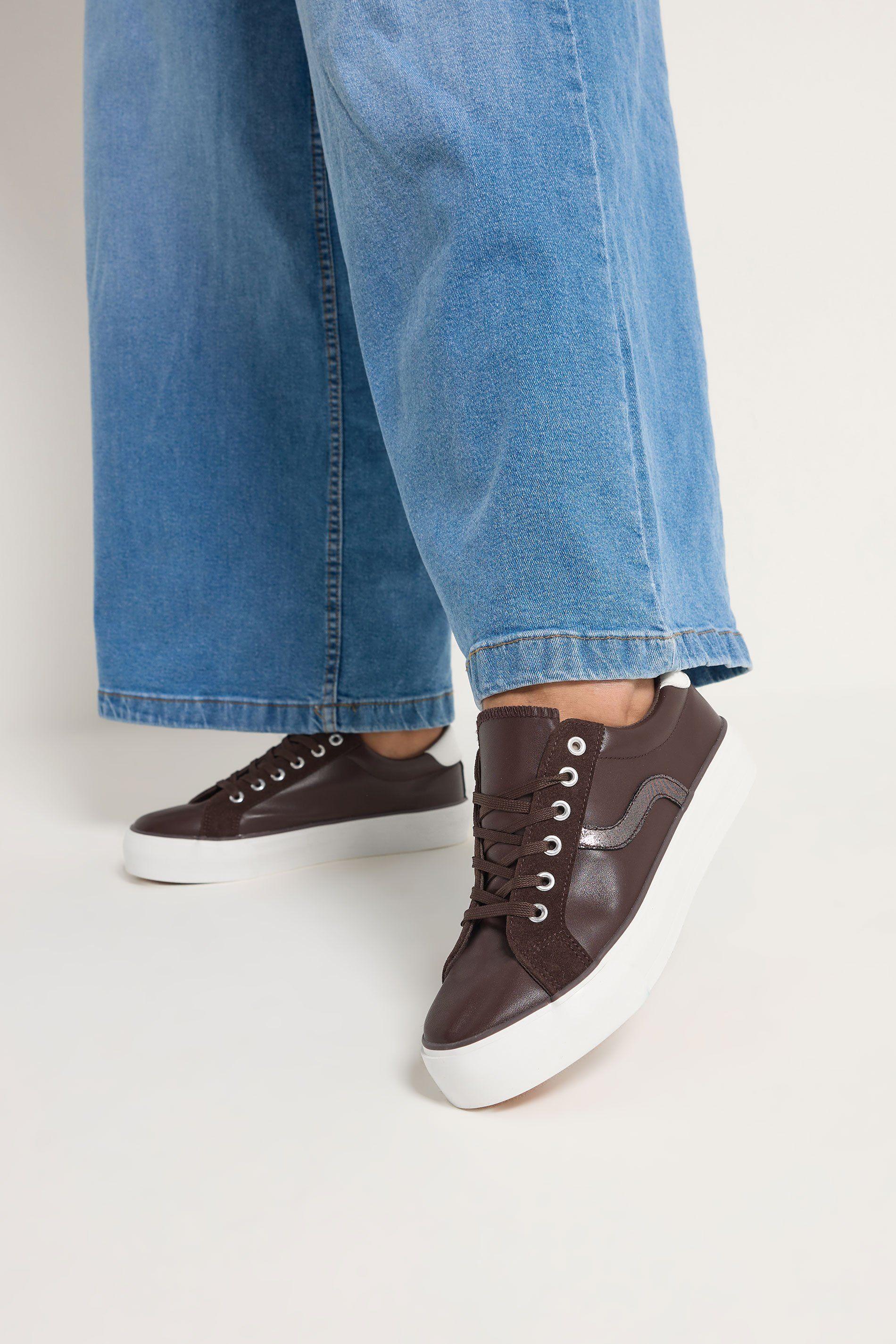 Faux Leather Trainers In Extra Wide EEE Fit by YOURS