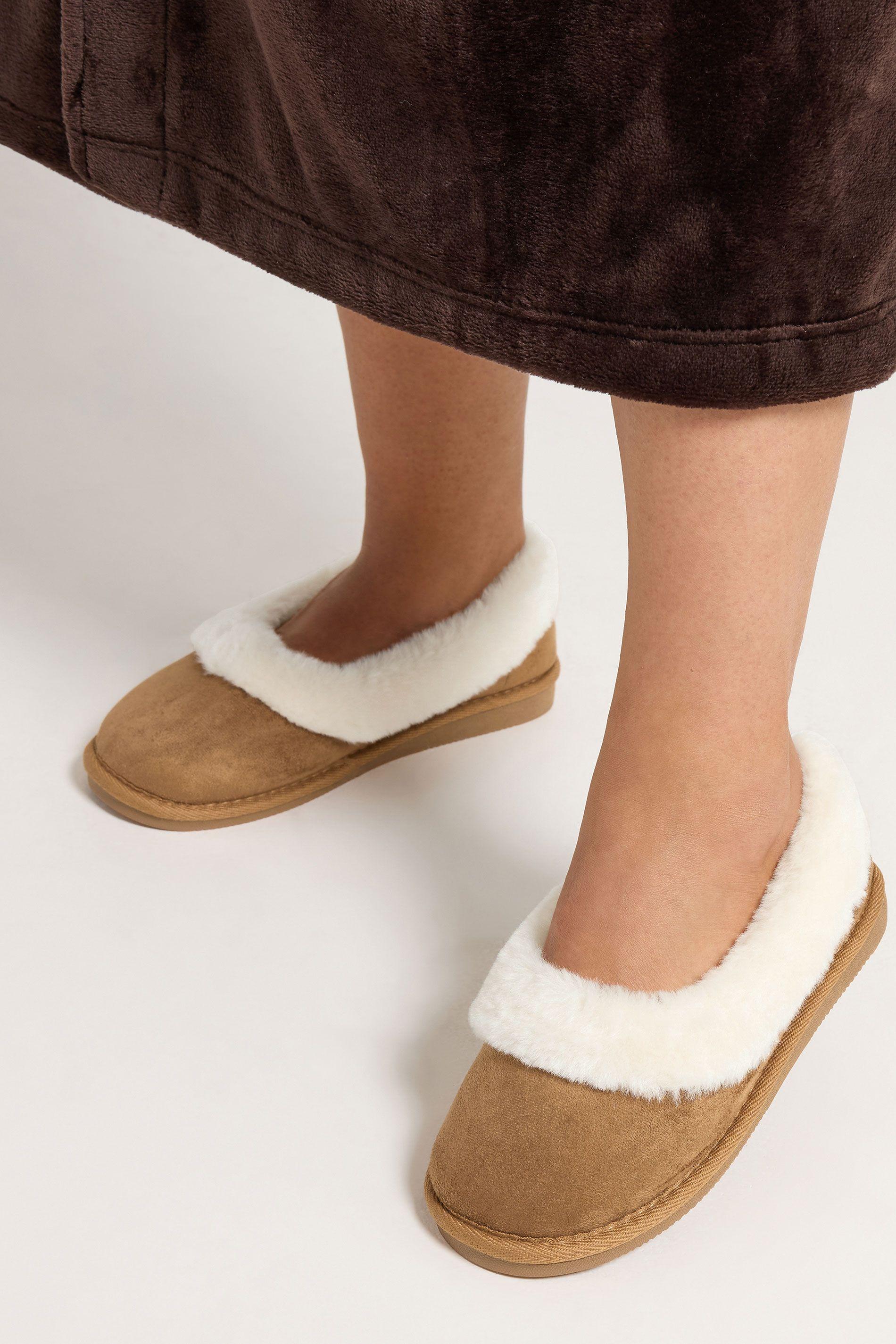 Faux Suede Ballet Pump Slippers by YOURS