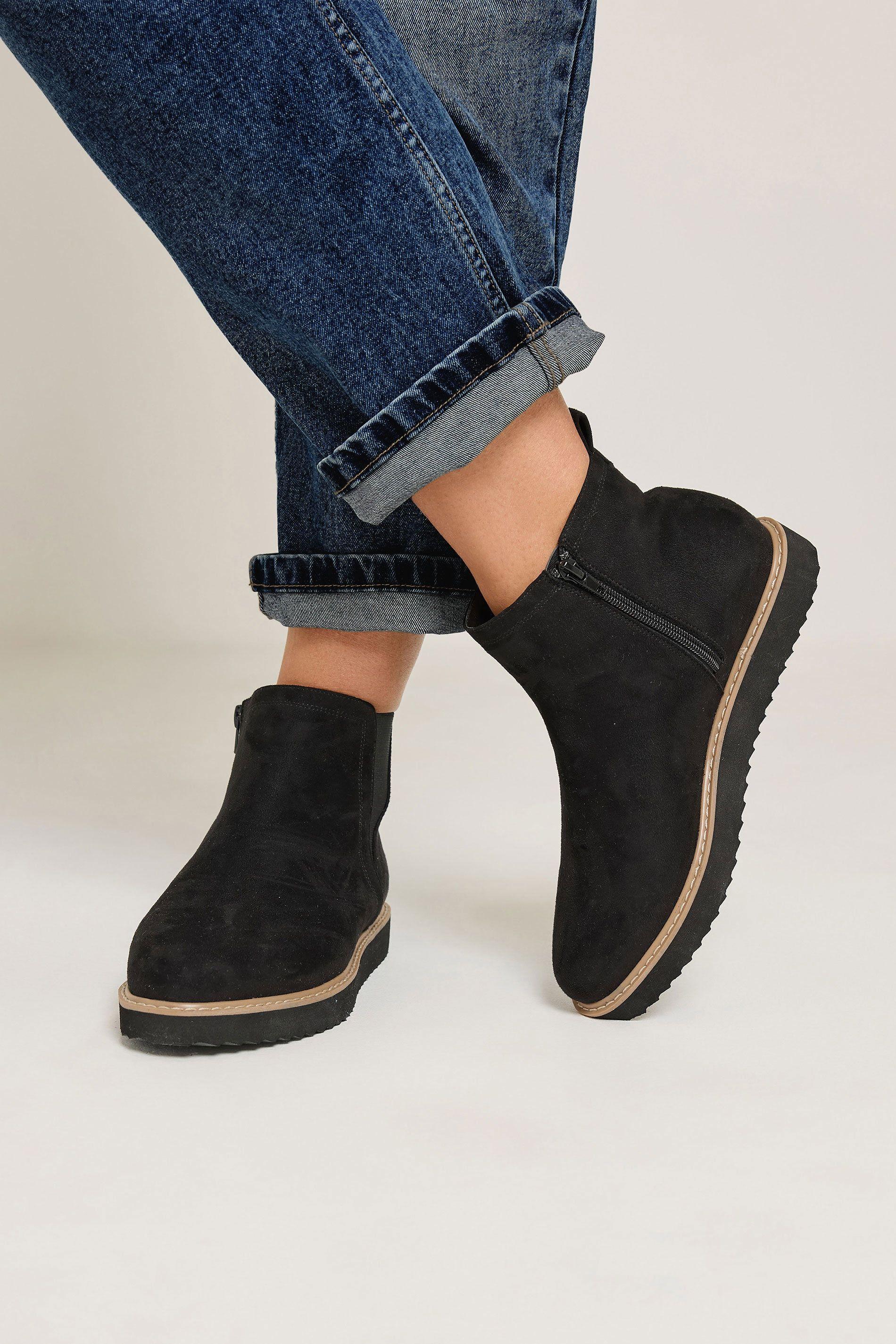 Faux Suede Chelsea Boots In Extra Wide EEE Fit by YOURS