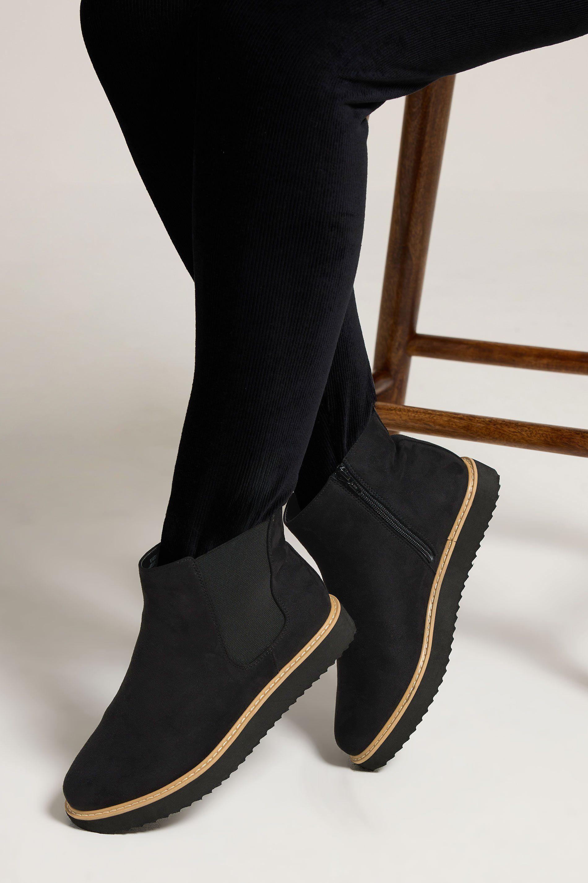 Faux Suede Contrast Trim Chelsea Boots by YOURS