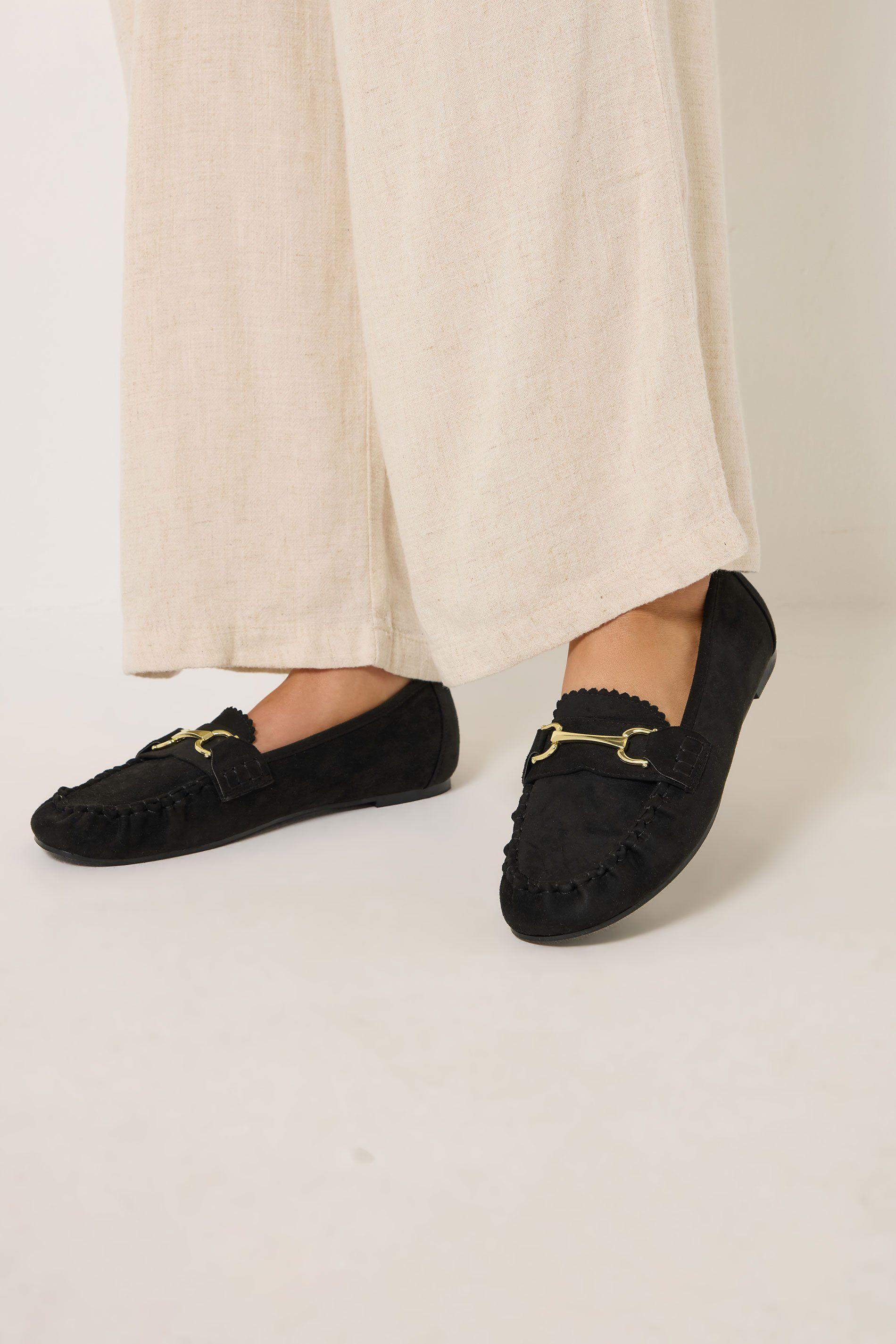 Faux Suede Loafers In Wide E & Extra Wide EEE Fit by YOURS