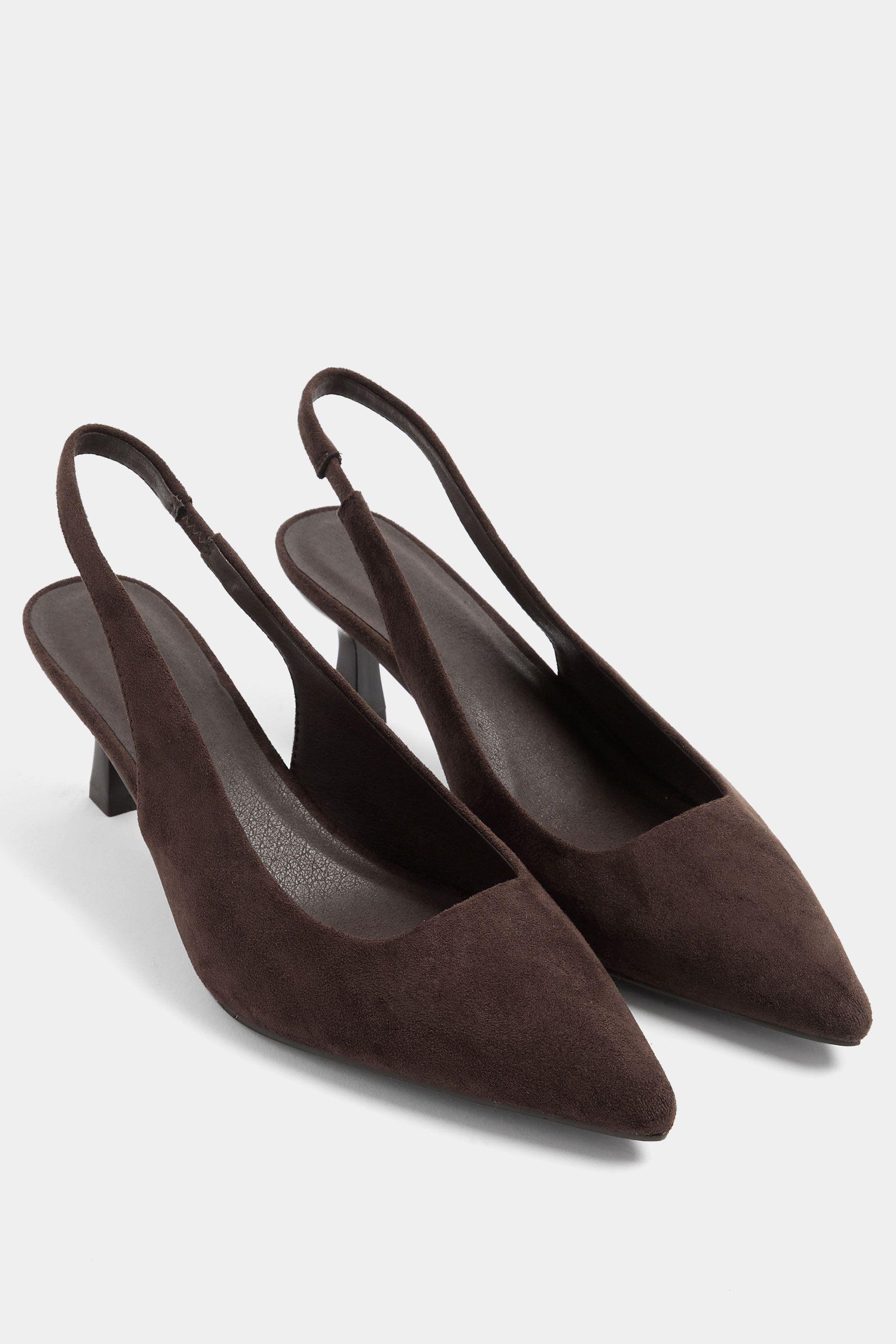 Faux Suede SlingBack Heels In Wide E Fit by YOURS