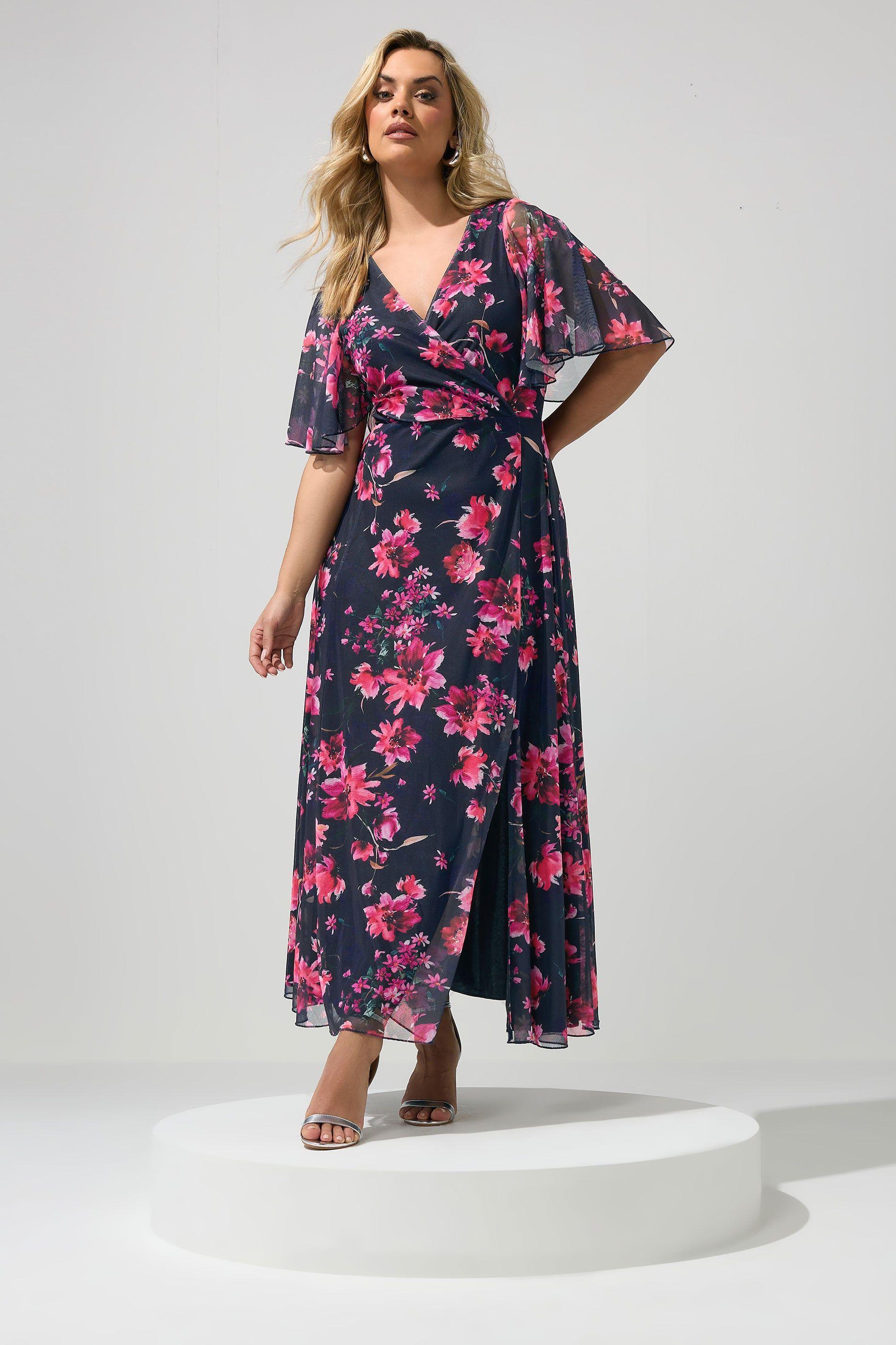 Floral Angel Sleeve Maxi Dress by YOURS