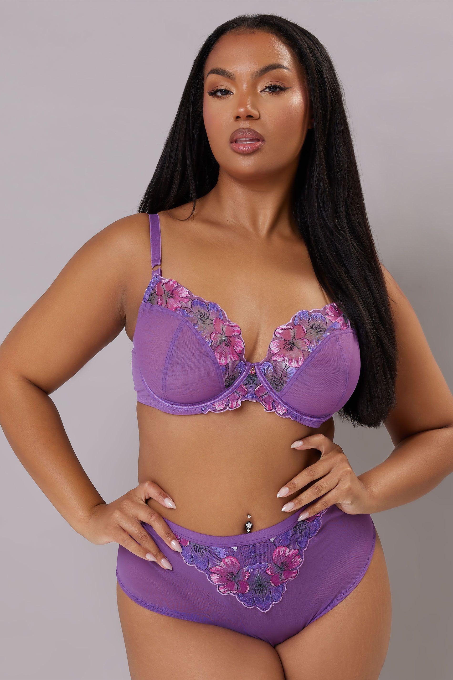 Floral Embroidered Underwired Bra by YOURS