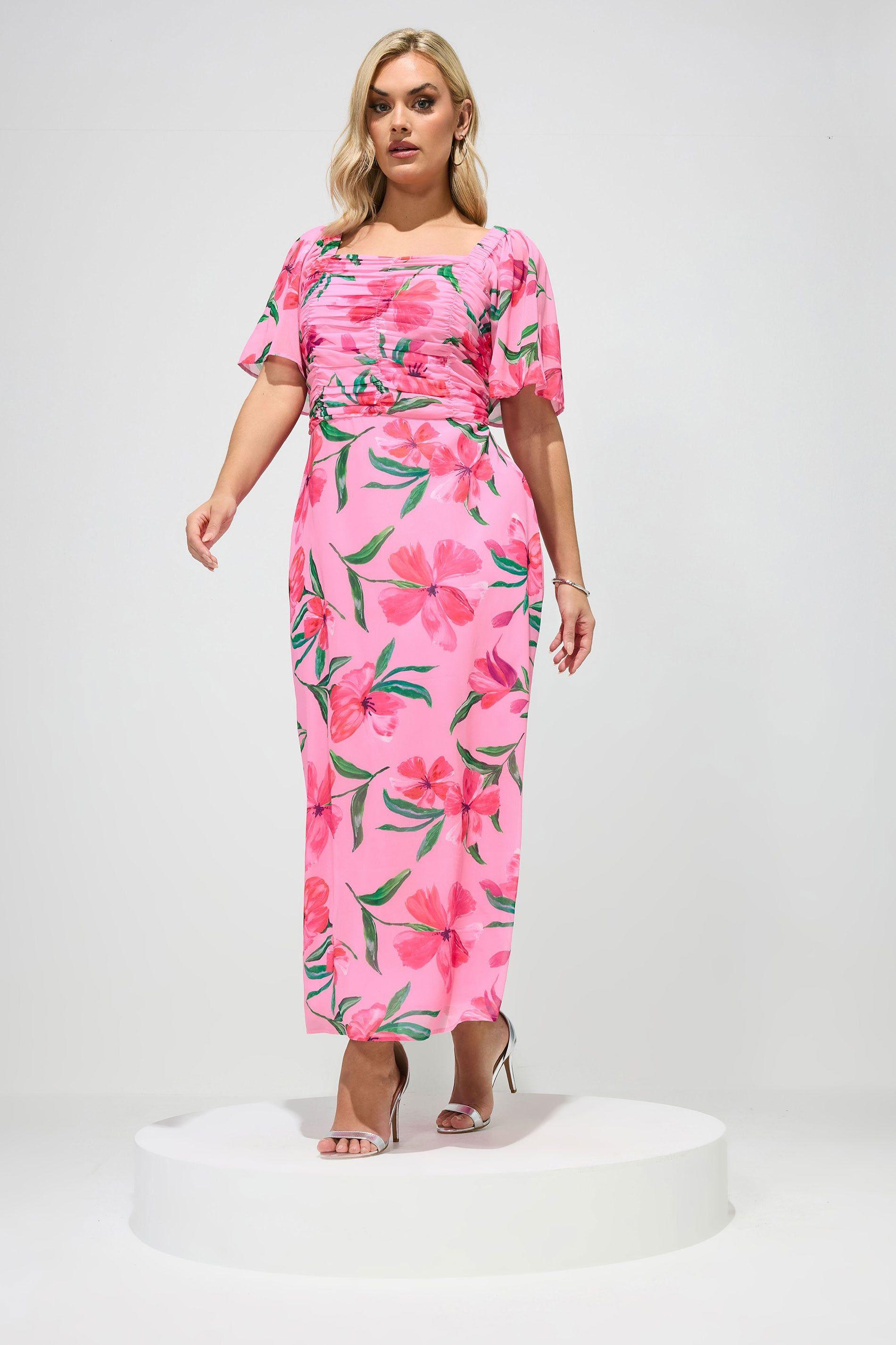Floral Gathered Maxi Dress by YOURS
