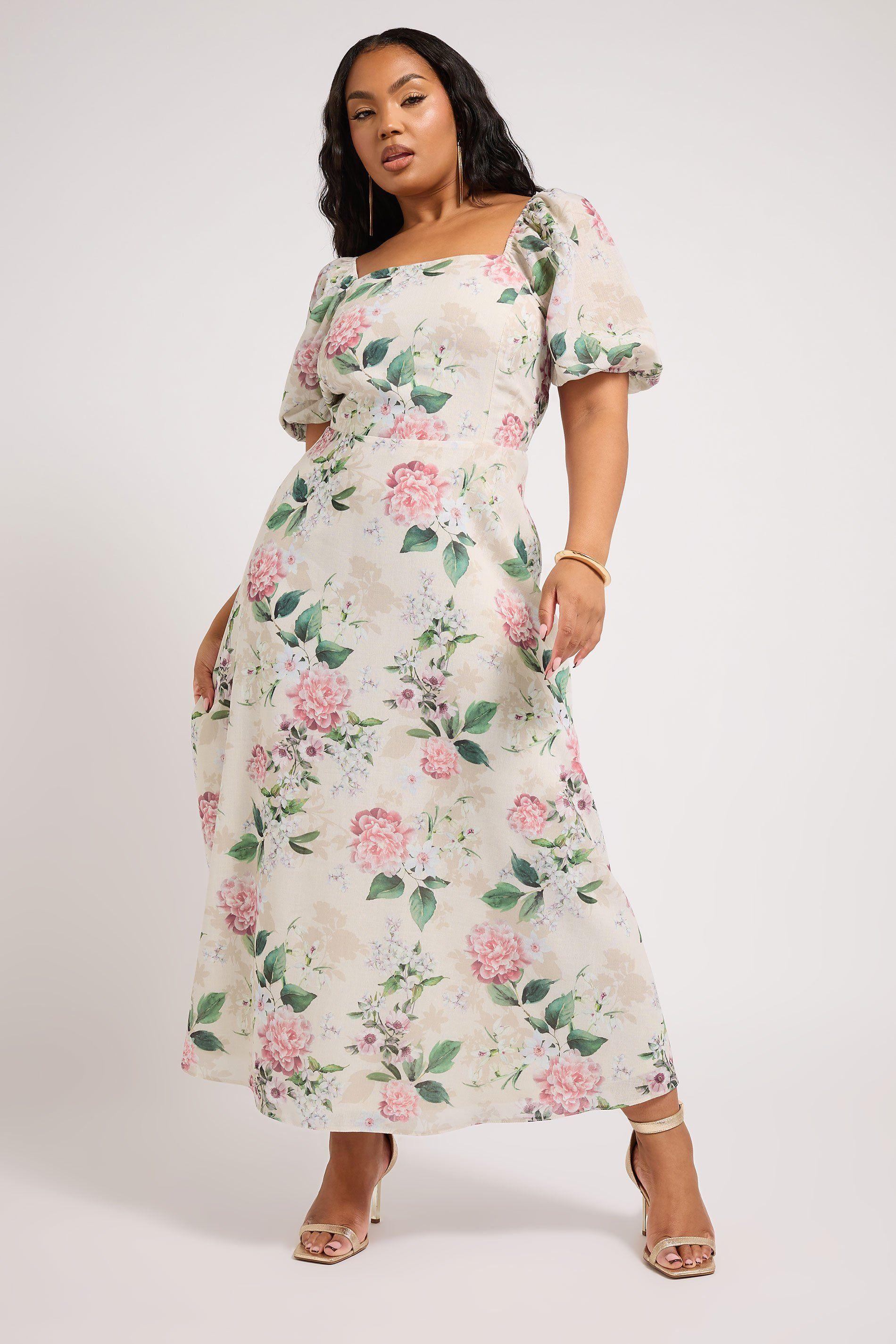 Floral Linen Look Midaxi Dress by YOURS