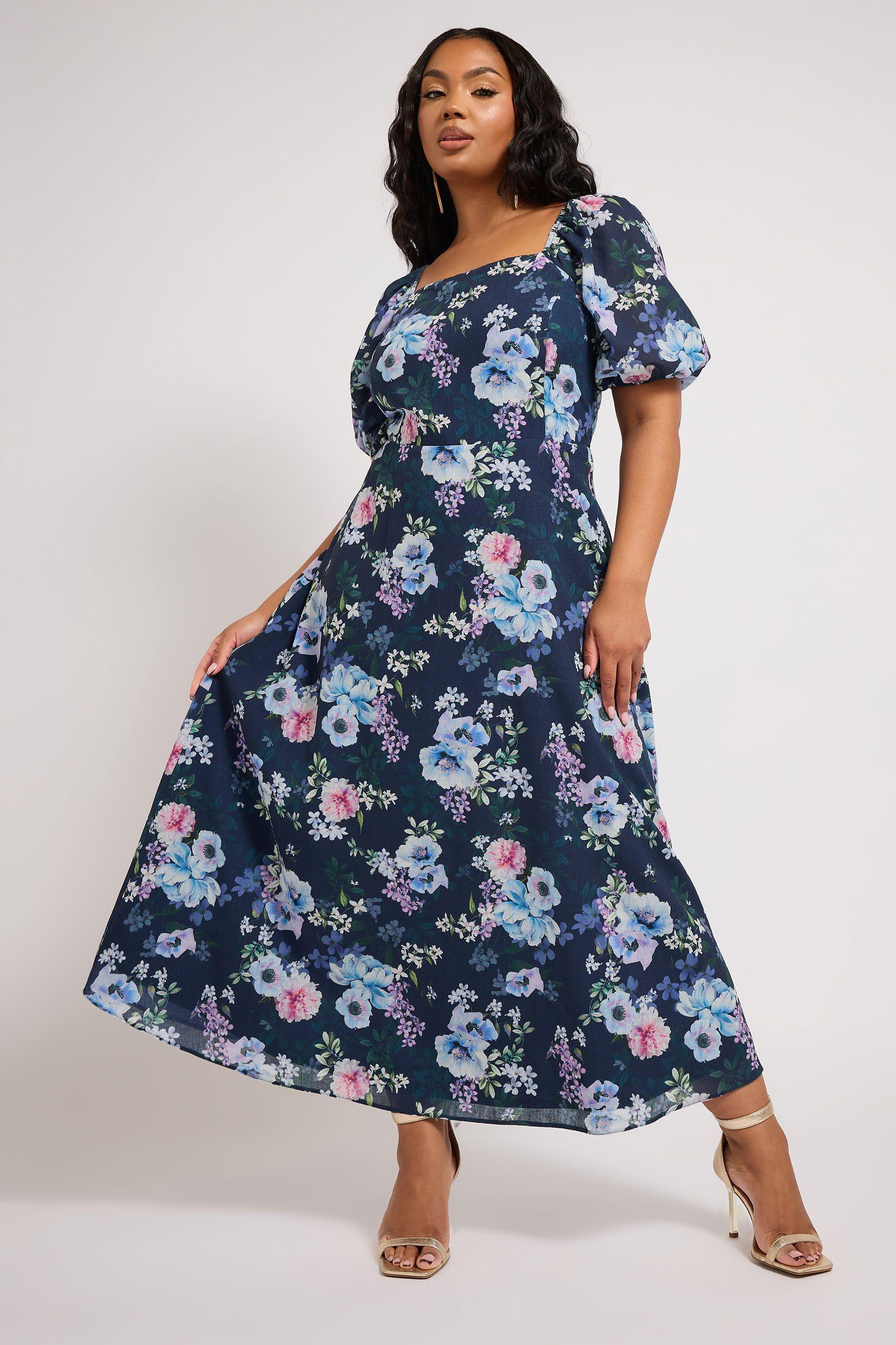 Floral Linen Look Midaxi Dress by YOURS