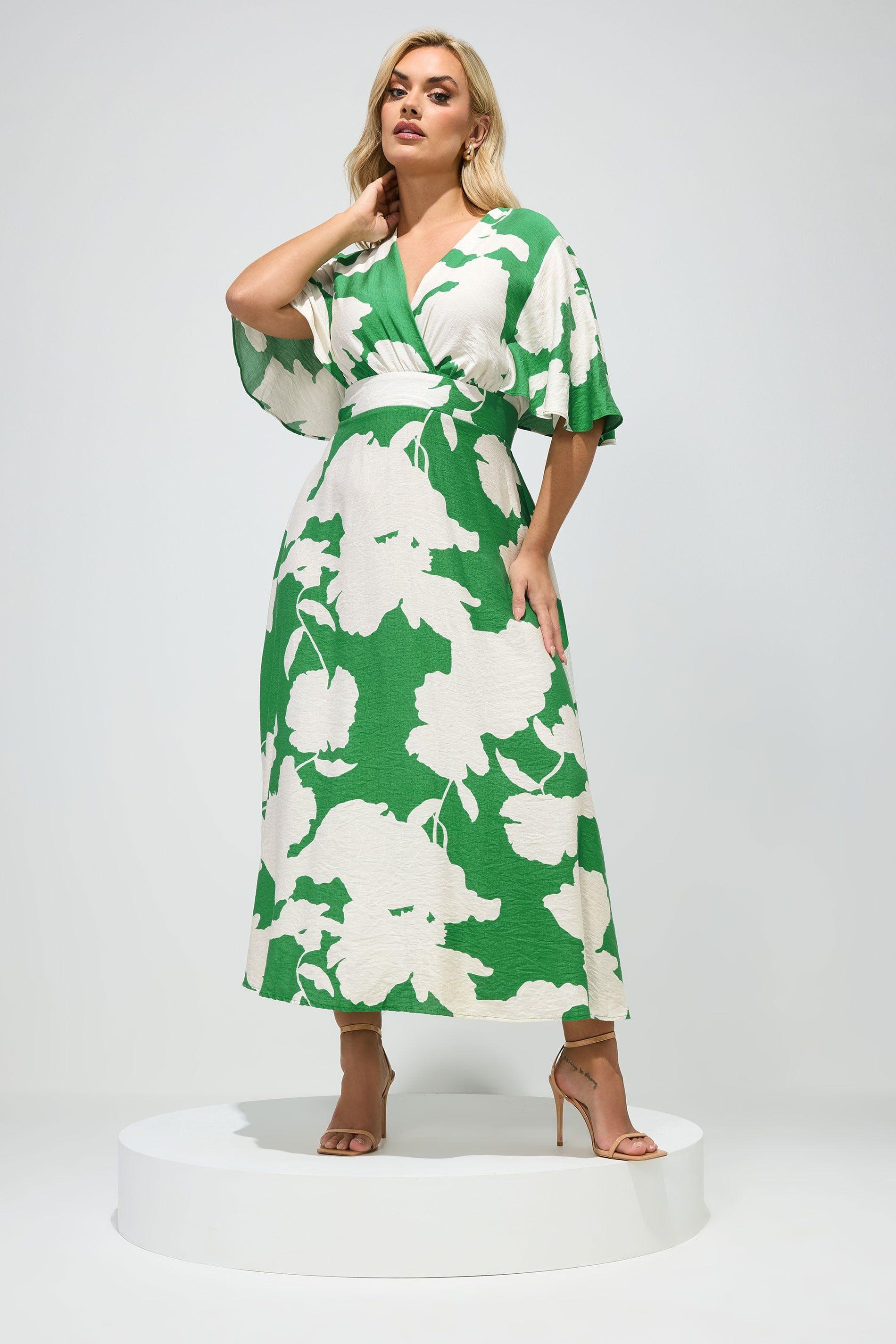 Floral Linen Look Wrap Dress by YOURS