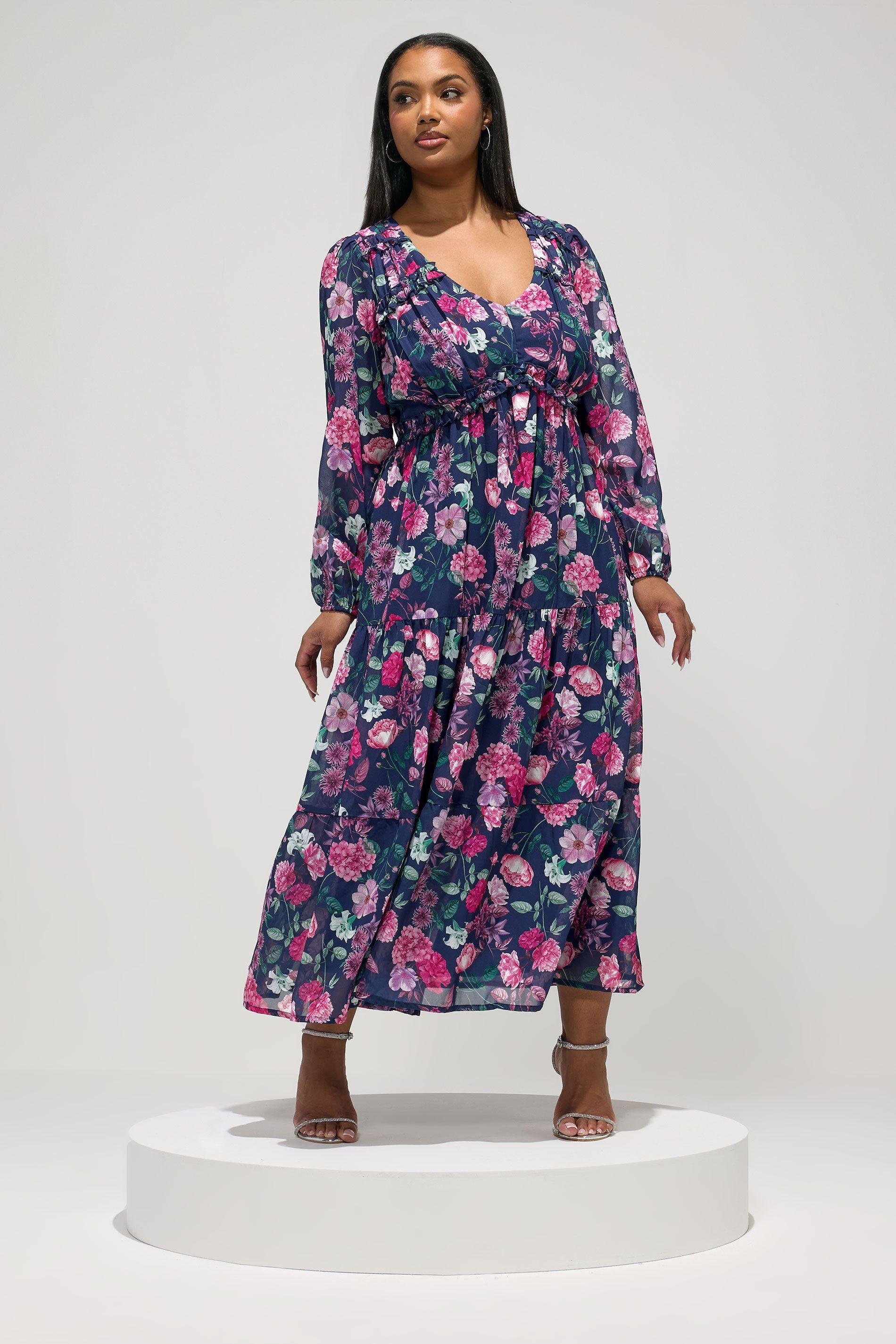 Floral Long Sleeve Maxi Dress by YOURS