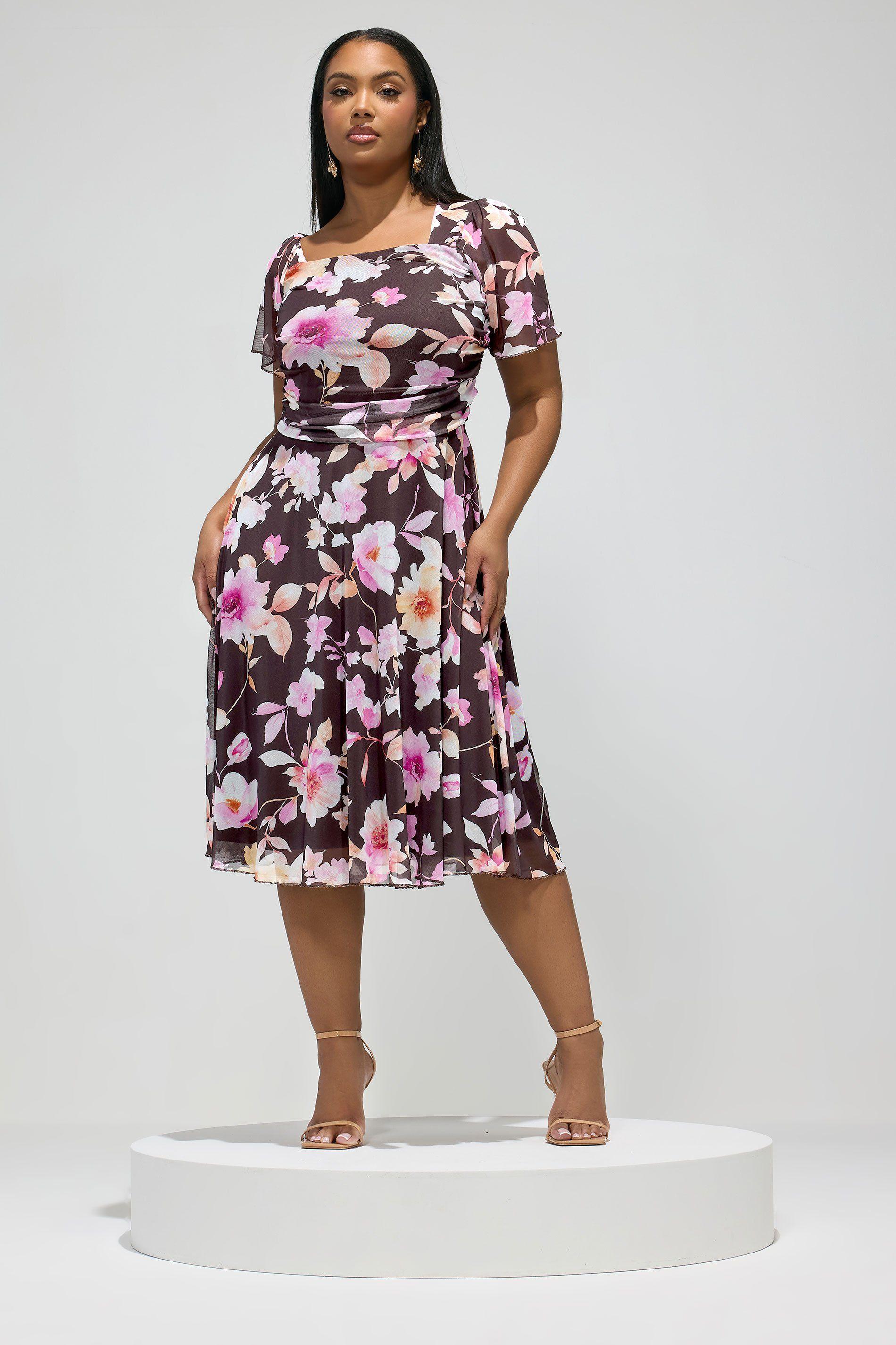 Floral Mesh Midi Dress by YOURS